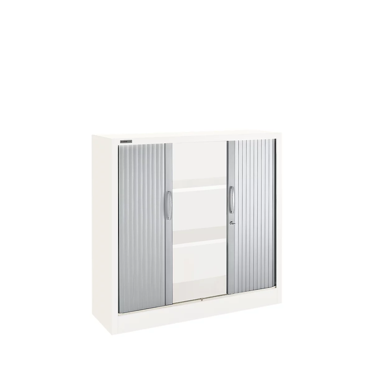 Schäfer Shop Select Armarios de persiana, 3 alturas de archivo, An 1200 mm, blanco/aluminio plateado
