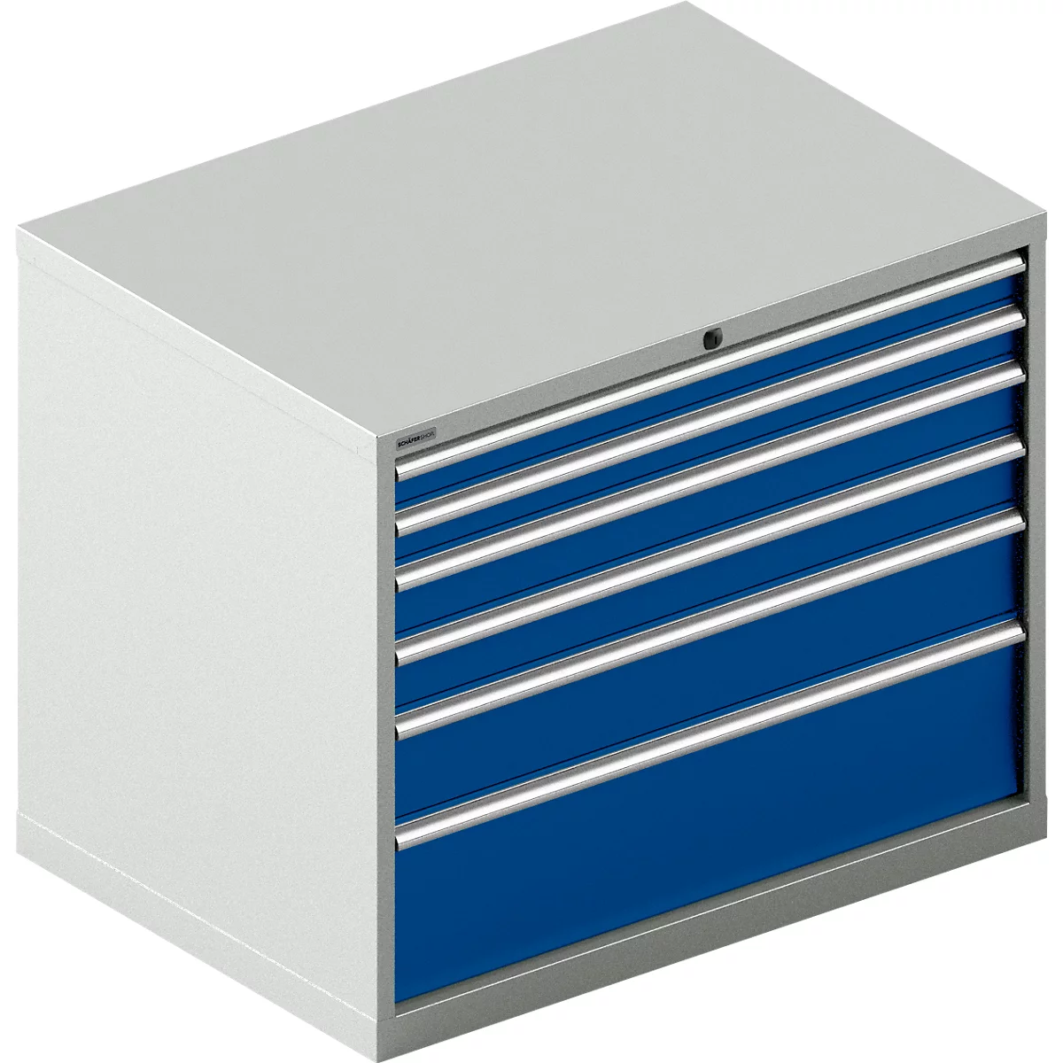Schäfer Shop Select Armoire à 7 tiroirs 64-36, capacité de charge 200 kg par tiroirs, l. 1193 x P 725 x H 1000 mm, gris clair/bleu gentiane