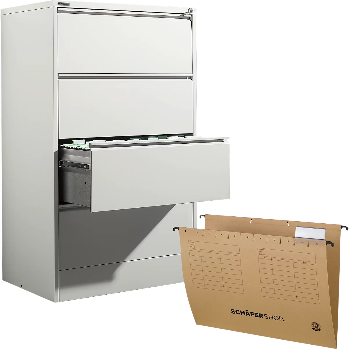 Schäfer Shop Select Armoire à dossiers suspendus, 2 rangées, cadre fermé, L 780 x P 580 x H 1365 mm + 50 dossiers suspendus, gratuits