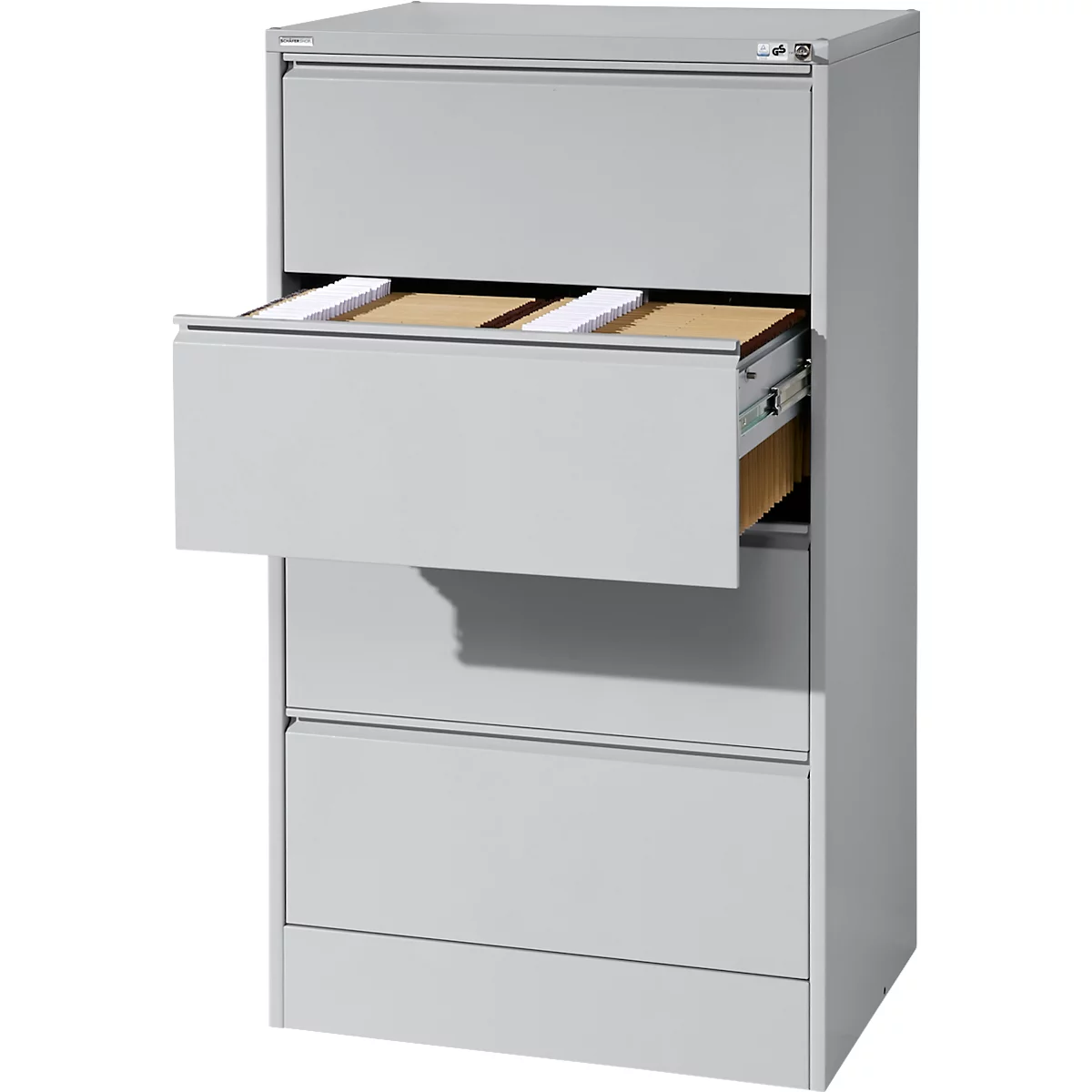 Schäfer Shop Select Armoire à dossiers suspendus MS iCONOMY, acier, 2 rangées, cadre ouvert, l. 780 mm, argent alu RAL 9006