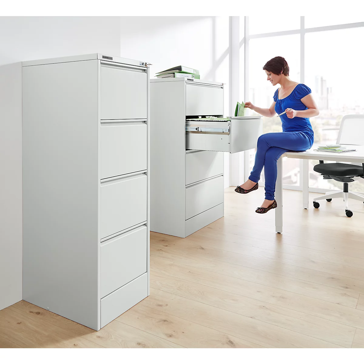 Schäfer Shop Select Armoire à dossiers suspendus MS iCONOMY, cadre ouvert, l. 780 x P 580 x H 1350 mm, gris clair RAL 7035