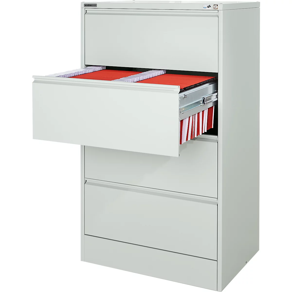 Schäfer Shop Select Armoire à dossiers suspendus MS iCONOMY, cadre ouvert, l. 780 x P 580 x H 1350 mm, gris clair RAL 7035