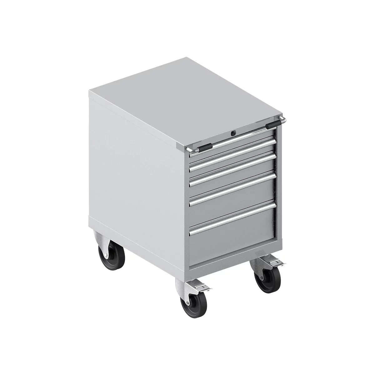 Schäfer Shop Select Armoire à outils mobile WSK 27-36, 5 tiroirs, H 920 mm, fermeture simple, acier, charge max. 75 kg, blanc-aluminium/blanc-aluminium