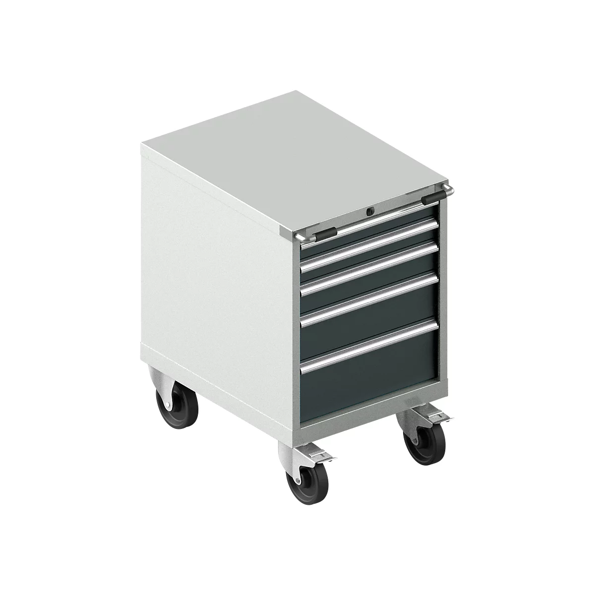 Schäfer Shop Select Armoire à outils mobile WSK 27-36, 5 tiroirs, H 920 mm, fermeture simple, acier, charge max. 75 kg, gris clair/gris anthracite