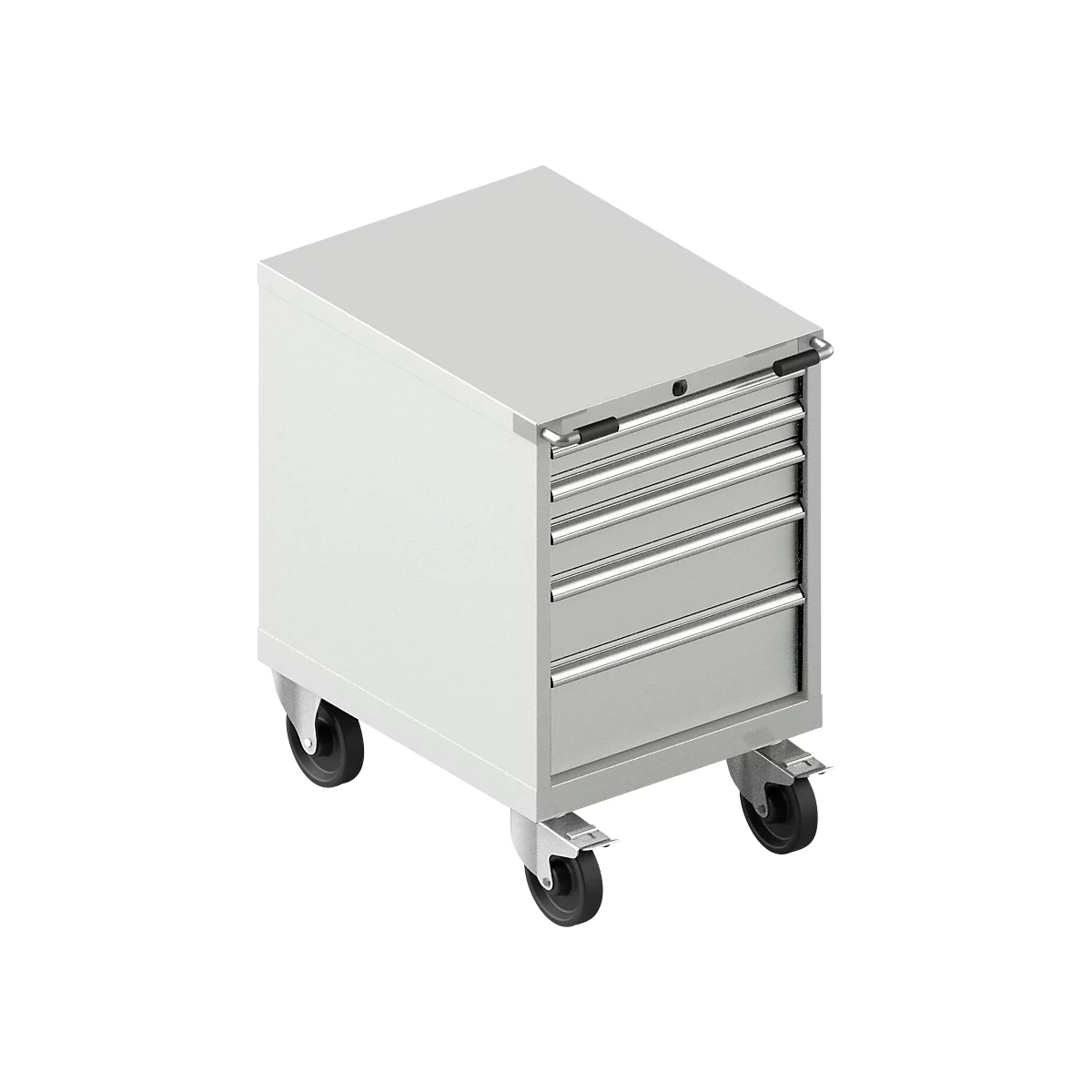 Schäfer Shop Select Armoire à outils mobile WSK 27-36, 5 tiroirs, H 920 mm, fermeture simple, acier, charge max. 75 kg, gris clair/gris clair