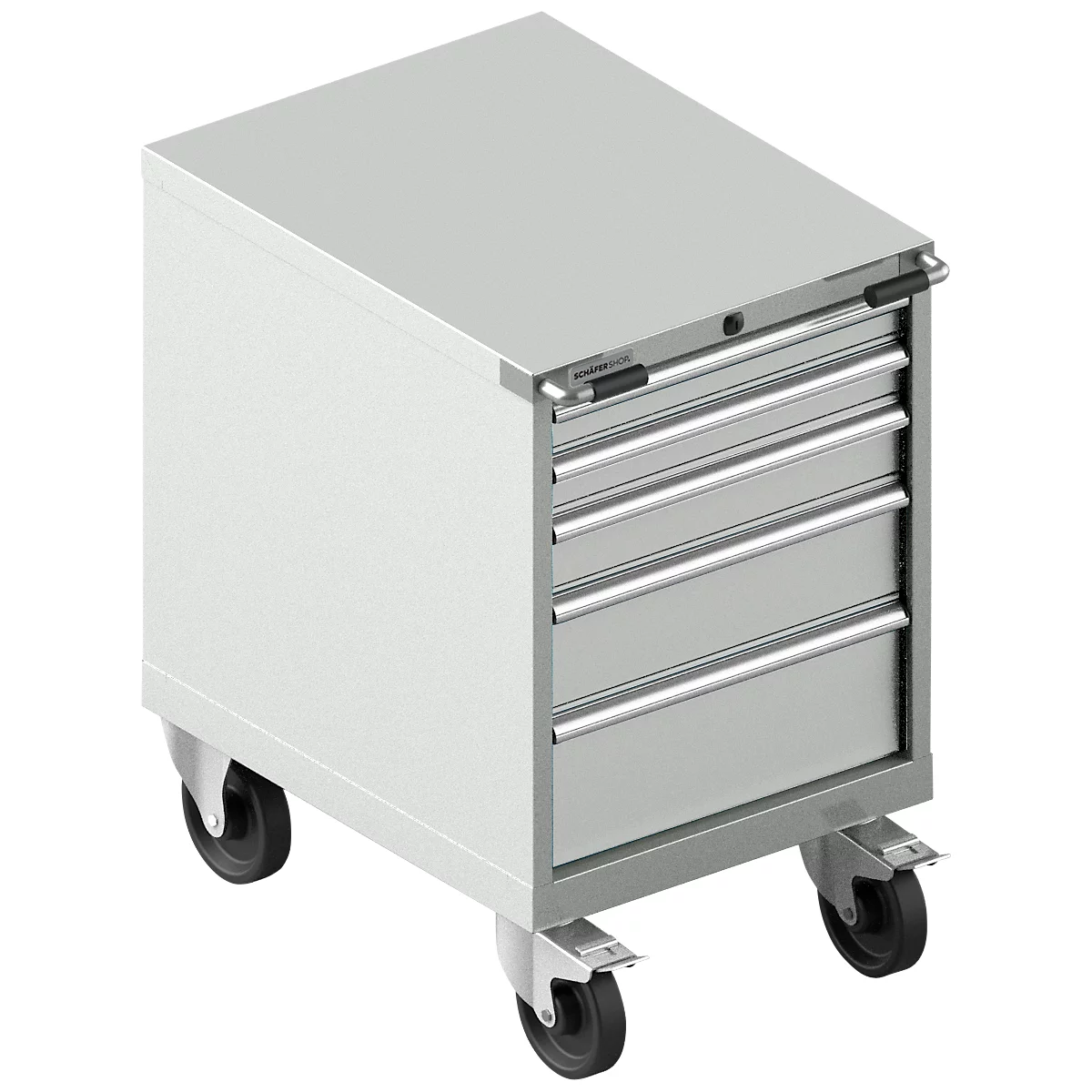 Schäfer Shop Select Armoire à outils mobile WSK 27-36, 5 tiroirs, H 920 mm, verrouillage individuel, acier, charge max. 200 kg, gris clair/gris clair
