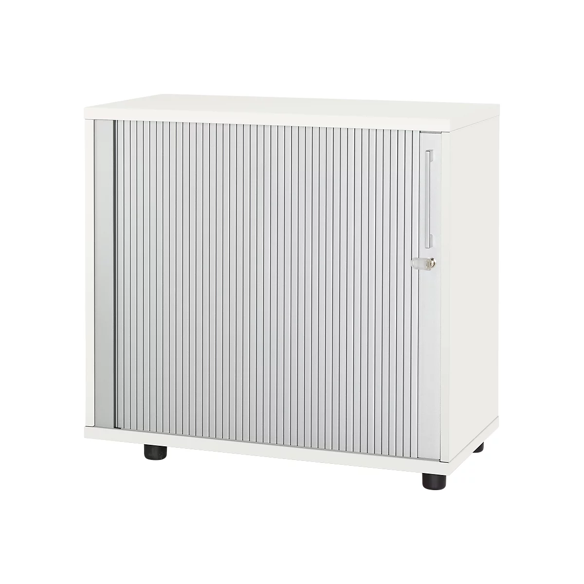 Schäfer Shop Select Armoire à porte transversale à rideaux, verrouillable, 2 tablettes, en bois, L 800 mm x P 421 x H 750 mm, blanc
