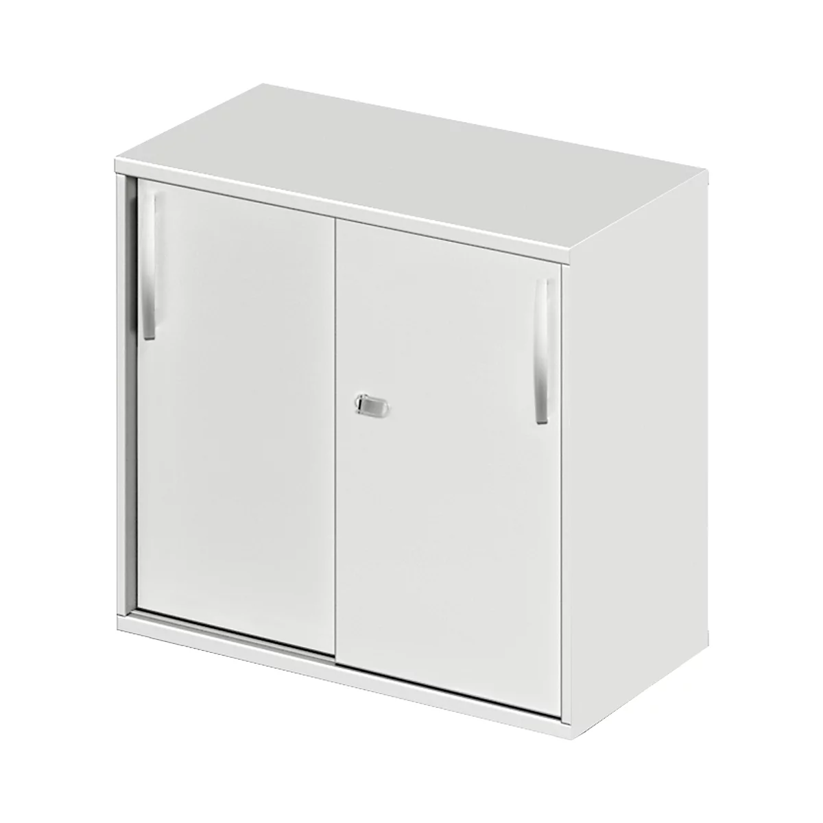 Schäfer Shop Select Armoire à portes coulissantes à poser/relever LOGIN, 2 hauteurs de classeurs, L 800 x P 420 x H 726 mm, gris clair/gris clair