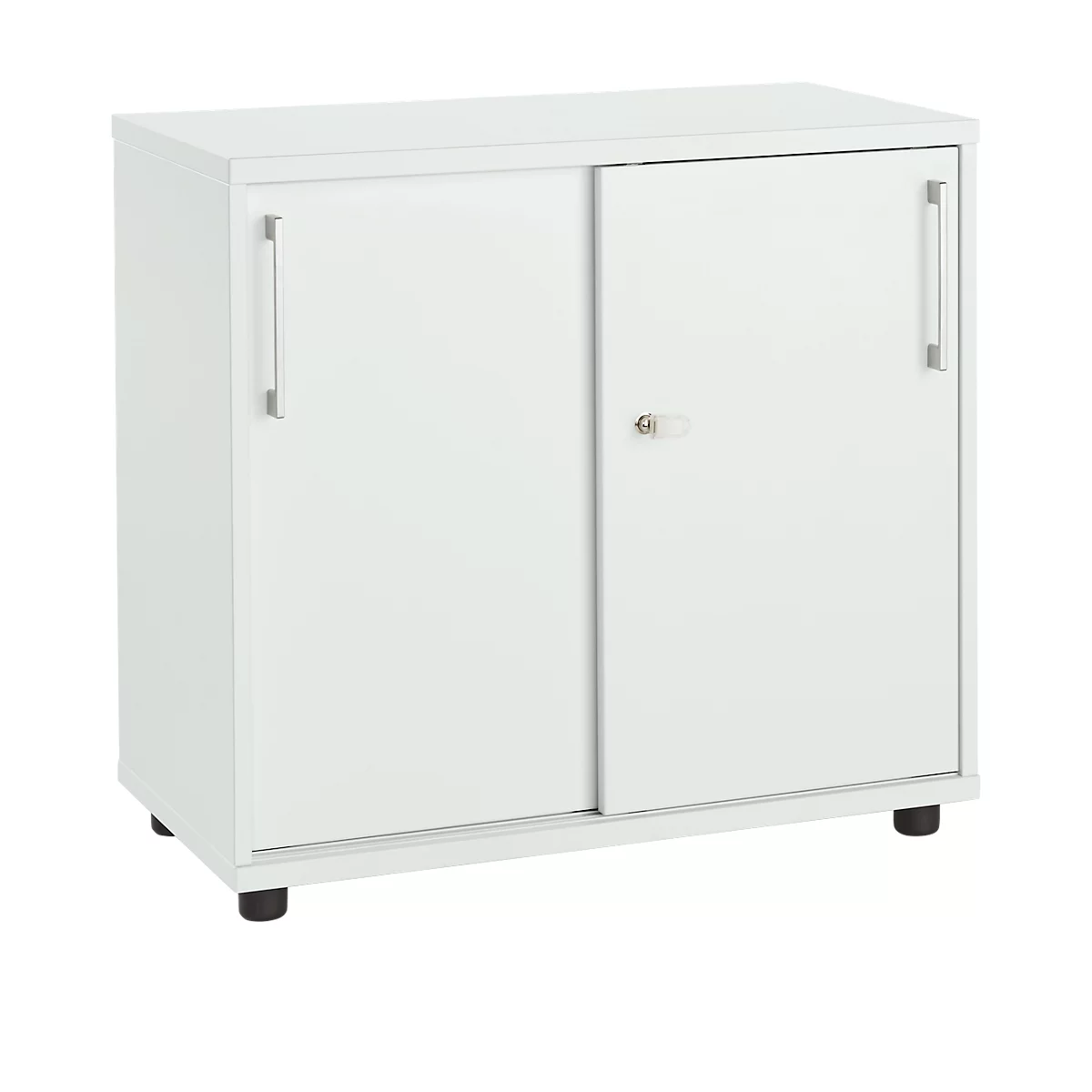 Schäfer Shop Select Armoire à portes coulissantes avec portes ouvrantes, bois, 2 étagères, L 800 mm x P 421 x H 750 mm, gris clair