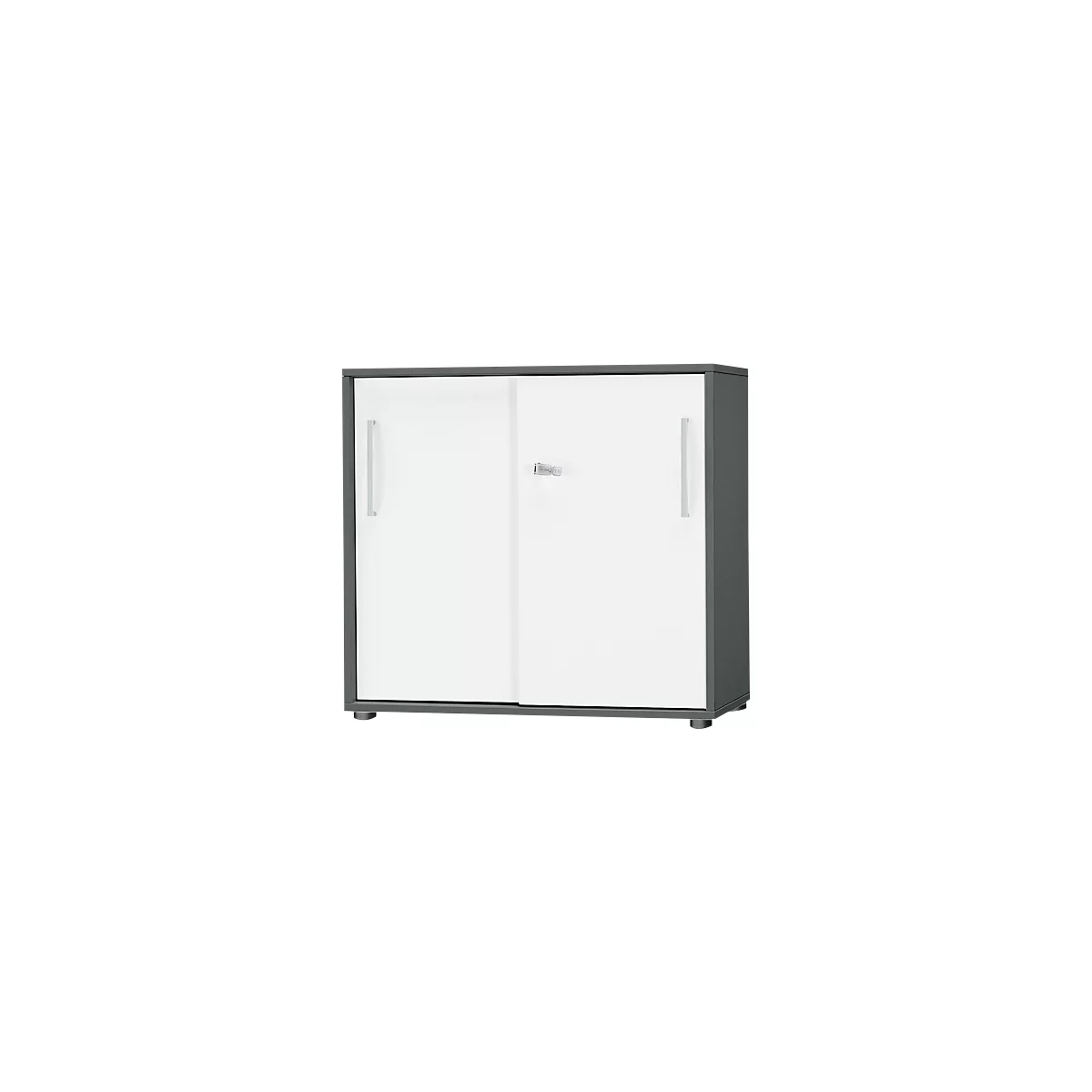 Schäfer Shop Select Armoire à portes coulissantes SET UP, verrouillable, 2 hauteurs de classeur, graphite/blanc 