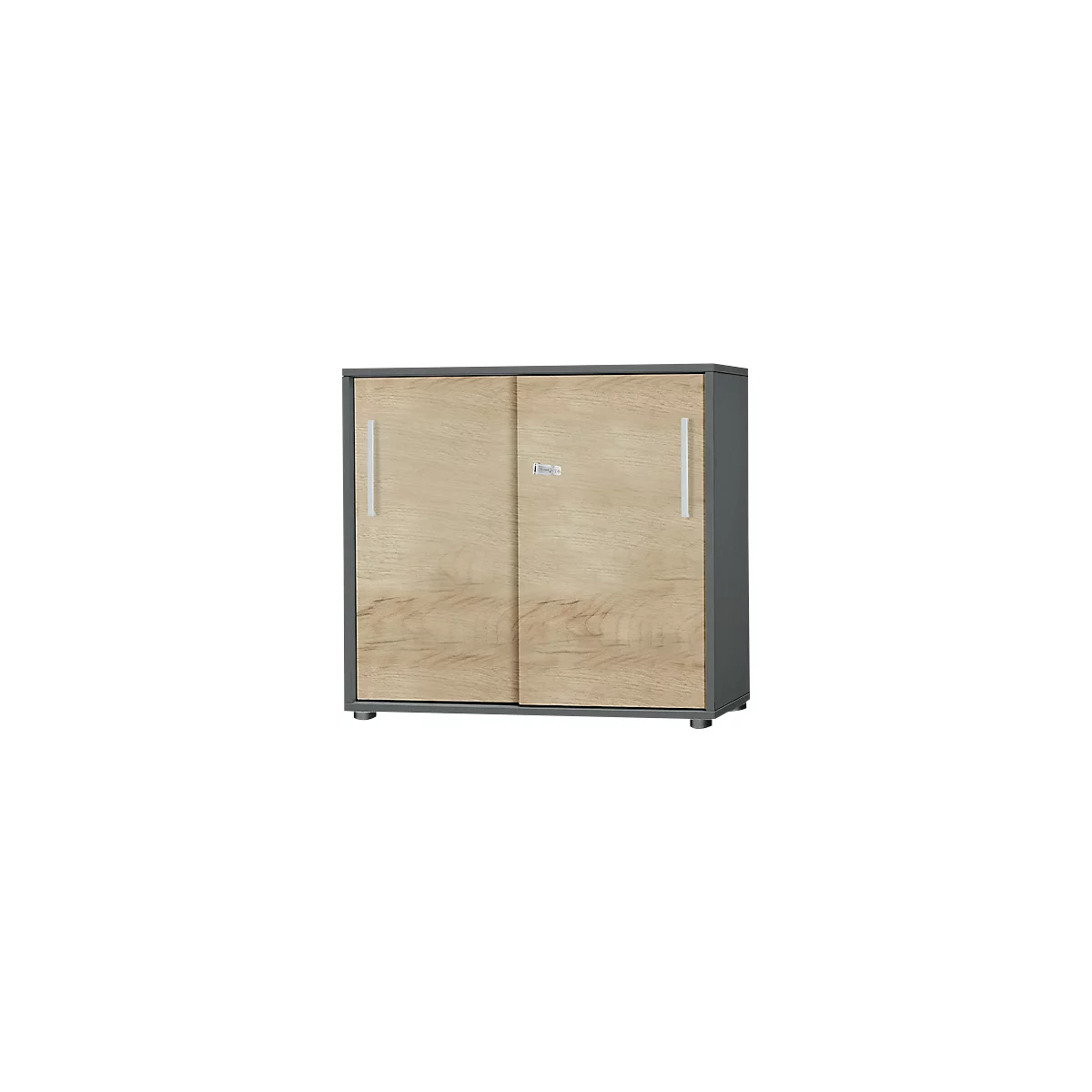 Schäfer Shop Select Armoire à portes coulissantes SET UP, verrouillable, 2 hauteurs de classeur, graphite/chêne 