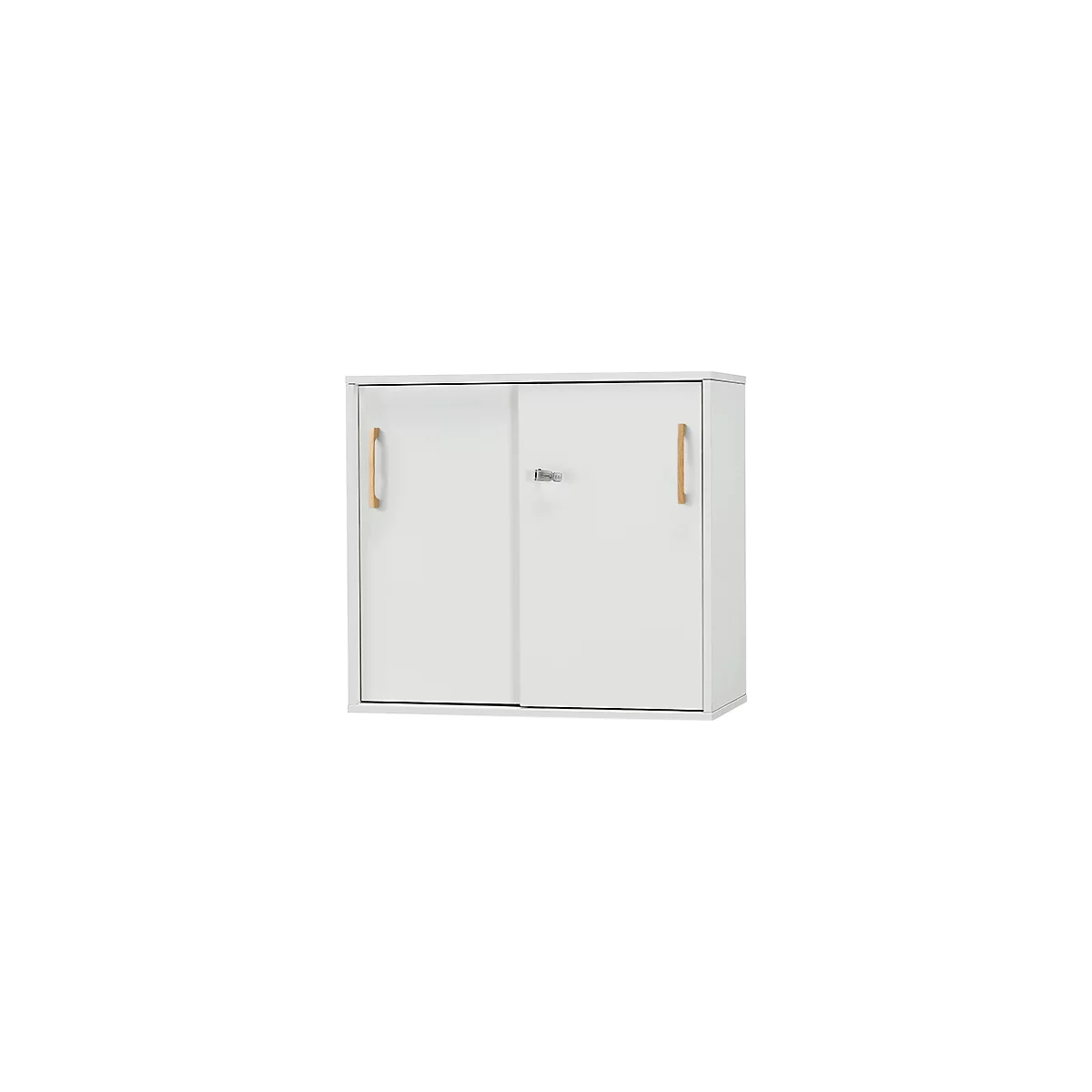 Schäfer Shop Select Armoire à portes coulissantes Start Off Wood, 2 HC, verrouillable, L 800 x P 420 x H 726 mm, bois, gris clair 