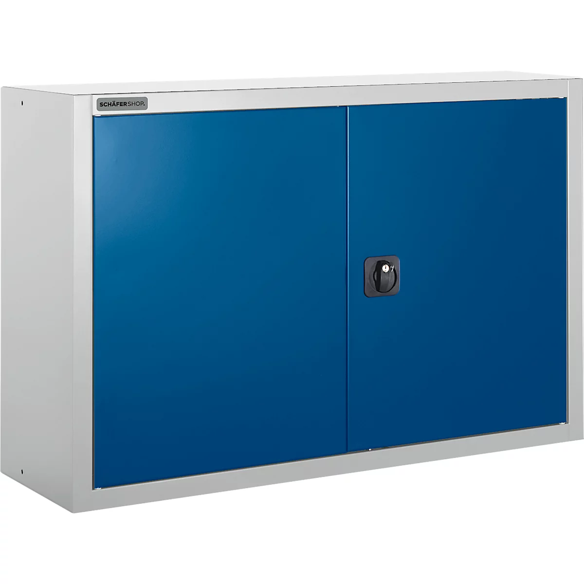 Schäfer Shop Select Armoire à poser MS 8409i, L 950 x P 400 x H 800 mm, 1 fond, acier, aluminium blanc RAL 9006/bleu enzyme RAL 5010