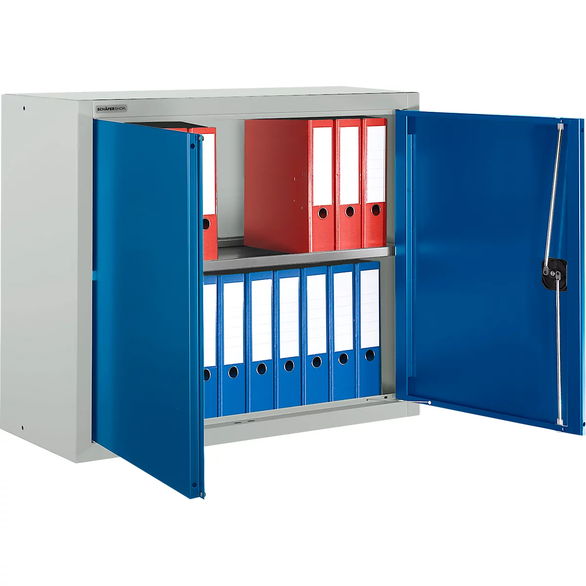 Schäfer Shop Select Armoire à poser MS 8409i, L 950 x P 400 x H 800 mm, 1 fond, acier, gris clair RAL 7035/bleu gentiane RAL 5010