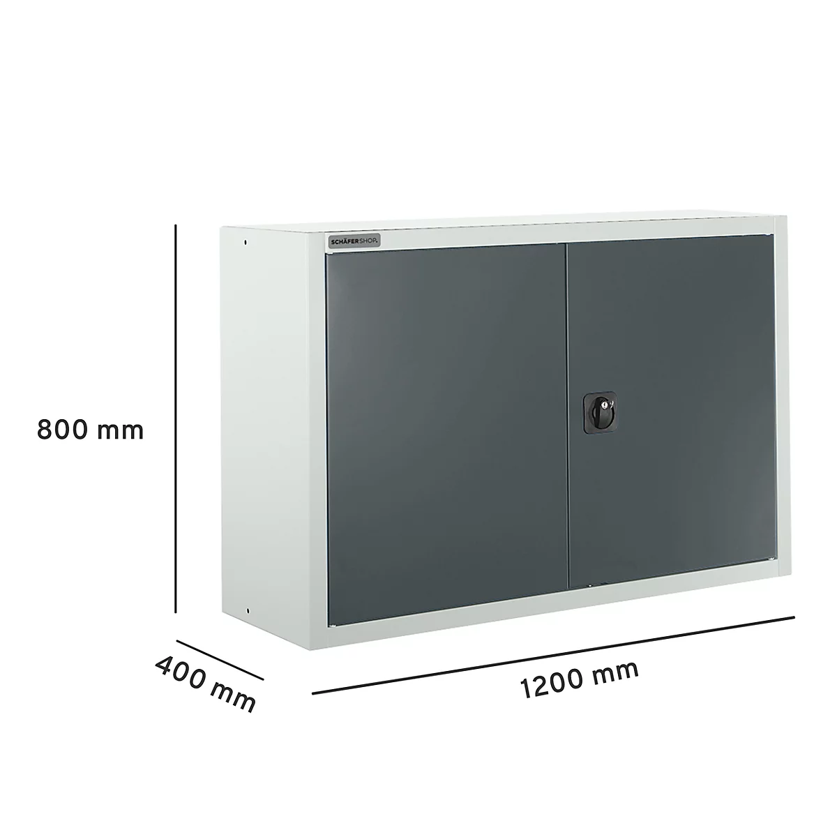 Armoire murale avec portes grises, dimensions : 1200x800x400 mm.