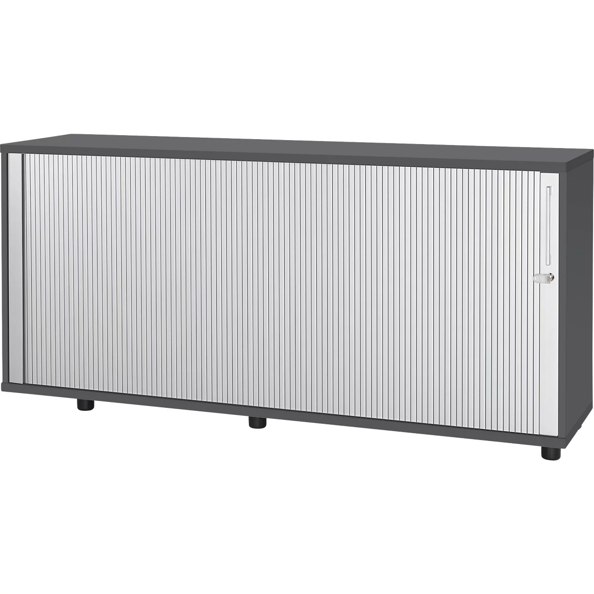 Schäfer Shop Select Armoire à rideau transversal, en bois, 1 tablette, L 1600 mm x P 421 x H 750 mm, graphite