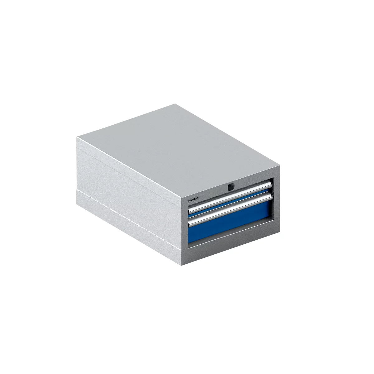 Schäfer Shop Select Armoire à tiroirs 18-27, 2 tiroirs (H 50/100mm), jusqu'à 75 kg, L 411 x P 572 x H 250 mm, bleu gentiane/aluminium blanc