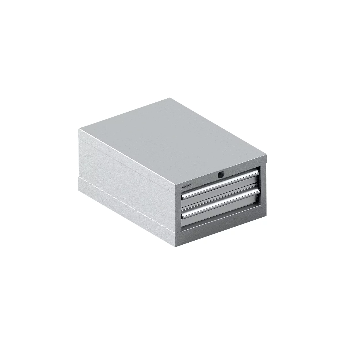 Schäfer Shop Select Armoire à tiroirs 18-27, 2 tiroirs (H 75/75mm), jusqu'à 200 kg, L 411 x P 572 x H 250 mm, aluminium blanc/aluminium blanc