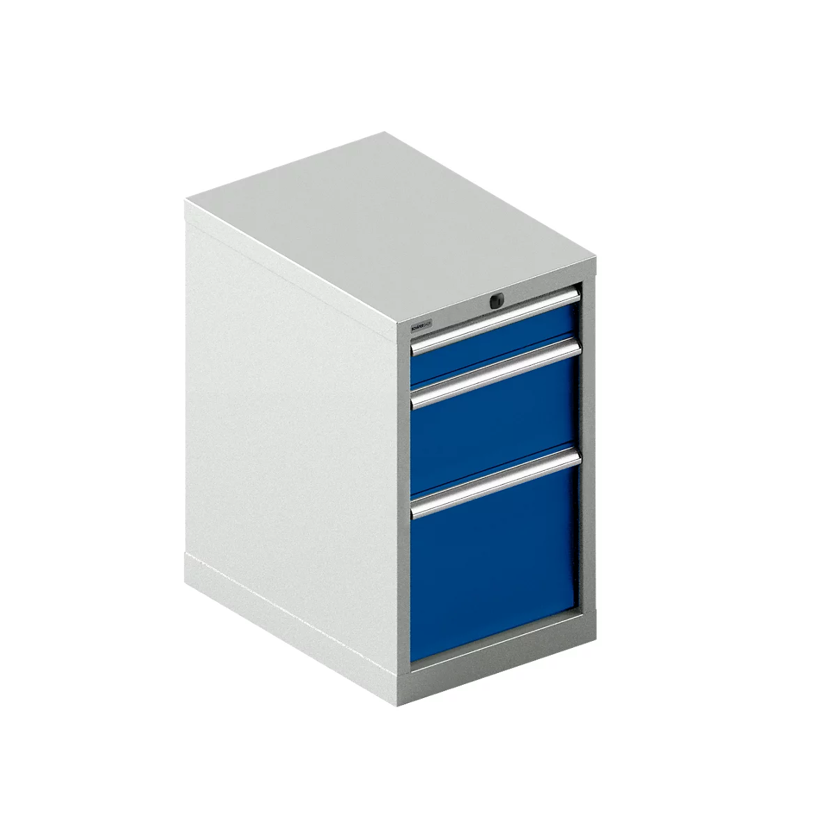 Schäfer Shop Select Armoire à tiroirs 18-27, 3 tiroirs (H 100/200/300mm), jusqu'à 200 kg, L 411 x P 572 x H 700 mm, bleu gentiane/gris clair