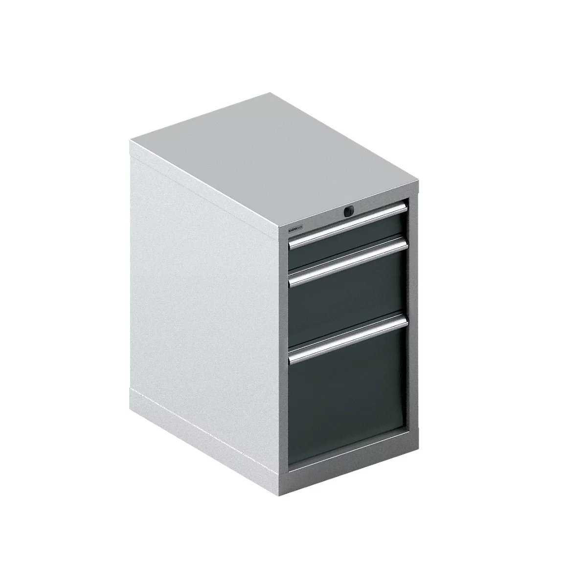 Schäfer Shop Select Armoire à tiroirs 18-27, 3 tiroirs (H 100/200/300mm), jusqu'à 200 kg, L 411 x P 572 x H 700 mm, gris anthracite/aluminium blanc