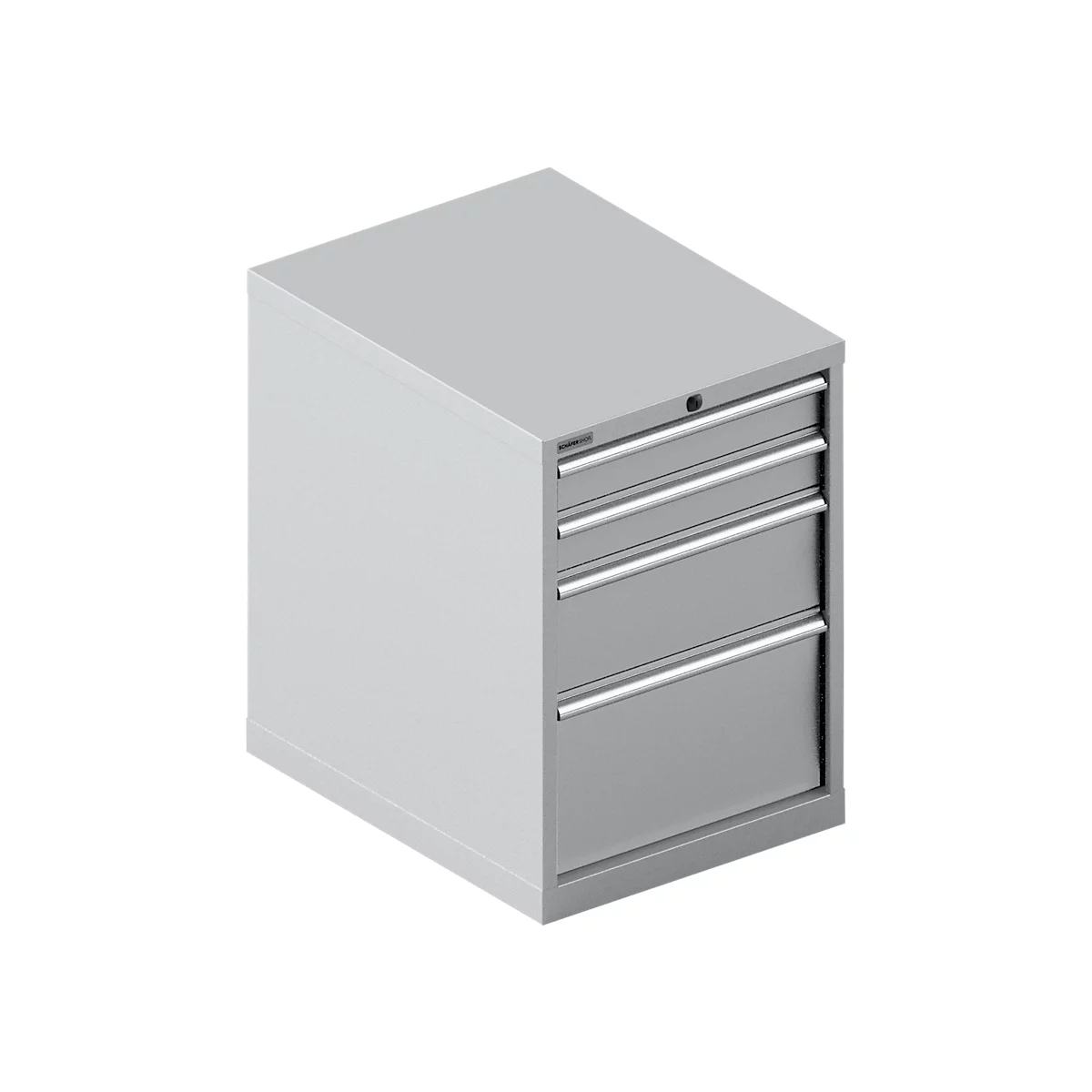 Schäfer Shop Select Armoire à tiroirs 27-36 SSI SCHÄFER, 4 tiroirs, jusqu'à 75 kg, l. 564 x P 725 x H 800 mm, alu blanc/alu blanc