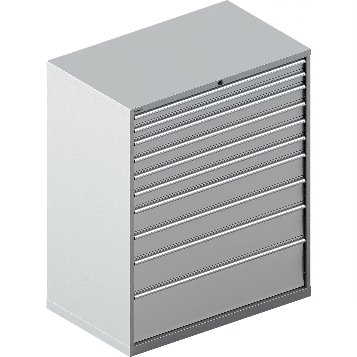 Schäfer Shop Select Armoire à tiroirs 64-36, 10 tiroirs, jusqu'à 200 kg, L 1193 x P 725 x H 1450 mm, aluminium blanc