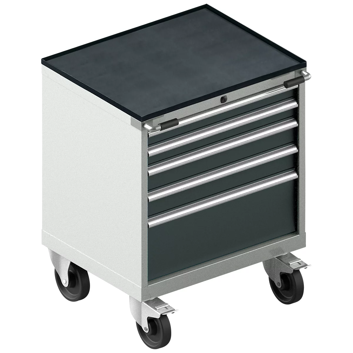 Schäfer Shop Select Armoire à tiroirs avec roulettes WSK 18-27, 4 tiroirs, jusqu'à 200 kg, L 411 x P 572 x H 770 mm, gris anthracite/gris clair