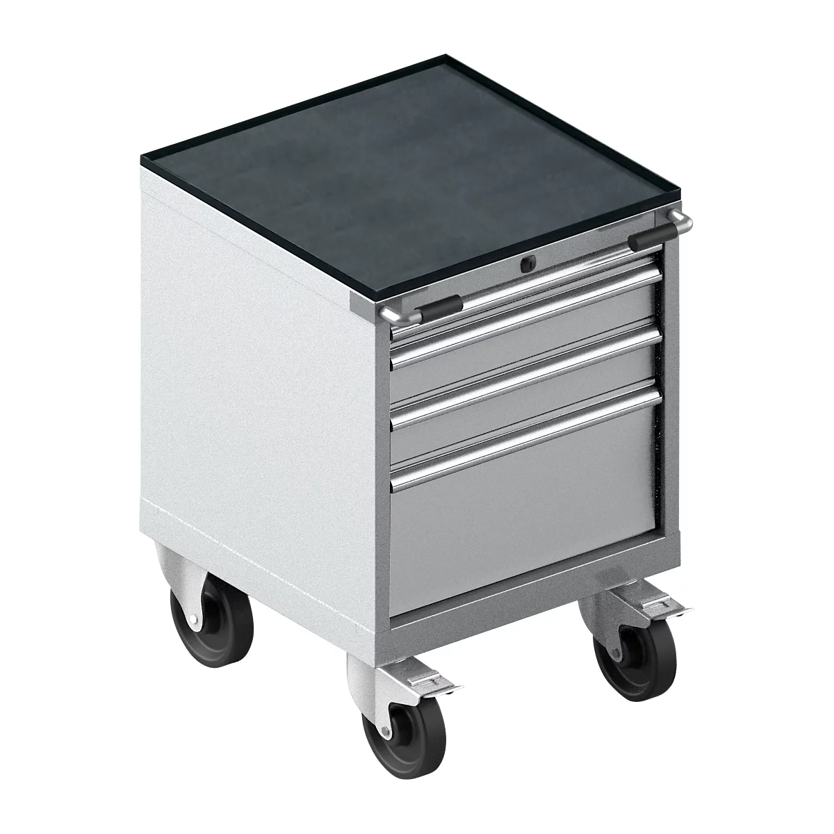 Schäfer Shop Select Armoire à tiroirs avec roulettes WSK 18-27, 4 tiroirs, jusqu'à 75 kg, L 411 x P 572 x H 770 mm, aluminium blanc/aluminium blanc