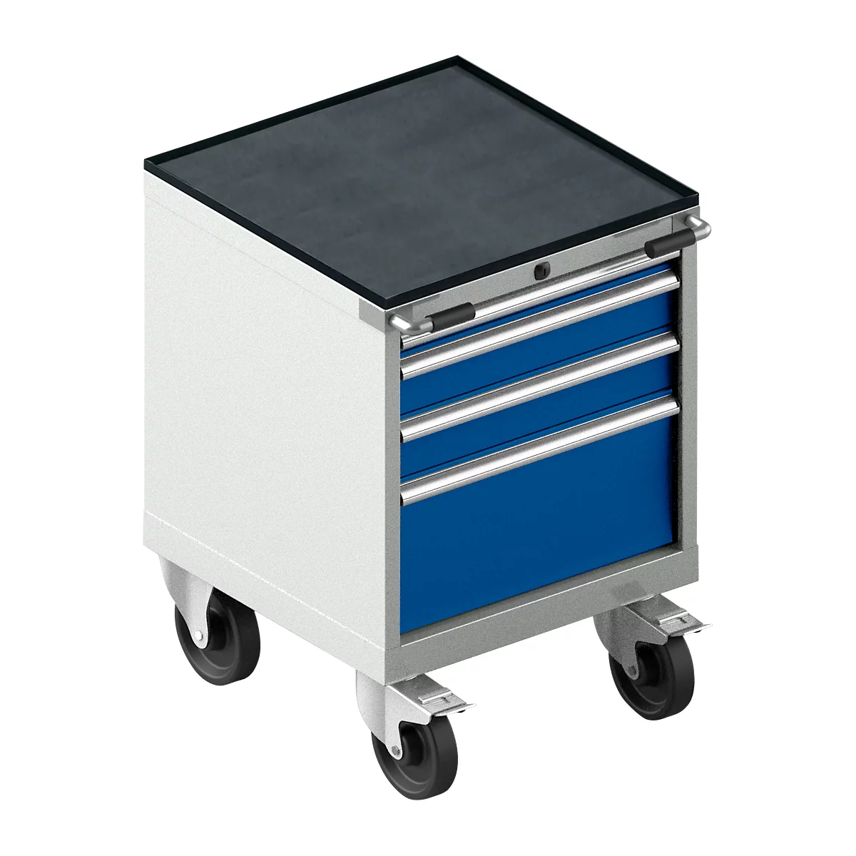 Schäfer Shop Select Armoire à tiroirs avec roulettes WSK 18-27, 4 tiroirs, jusqu'à 75 kg, L 411 x P 572 x H 770 mm, bleu gentiane/gris clair