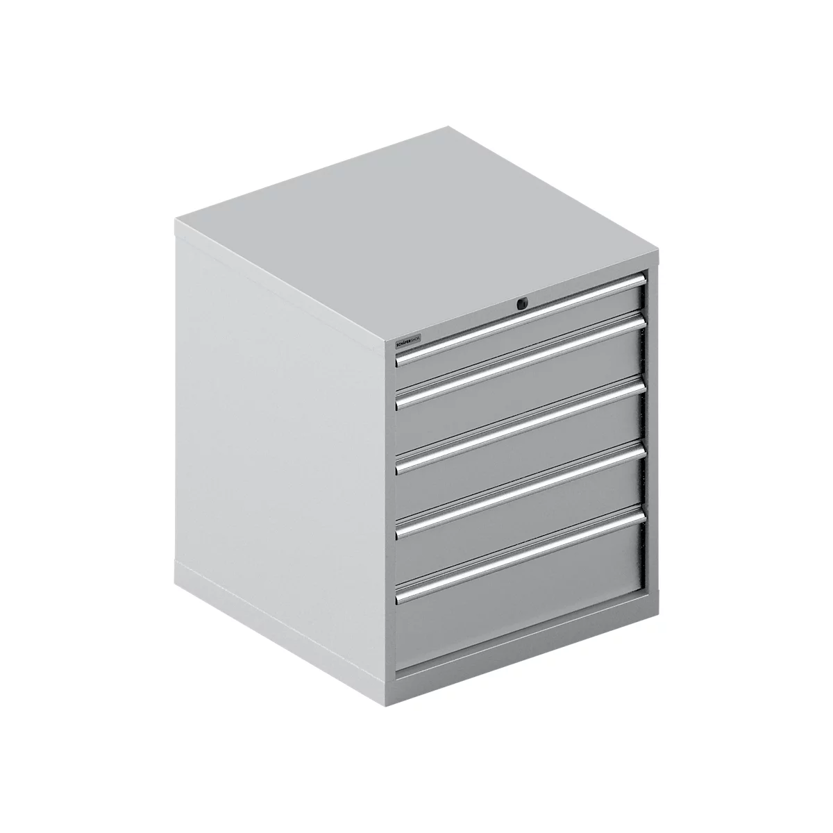 Schäfer Shop Select Armoire à tiroirs SCHÄFER 36-36, 5 tiroirs, jusqu'à 200 kg, L 717 x P 725 x H 850 mm, aluminium blanc