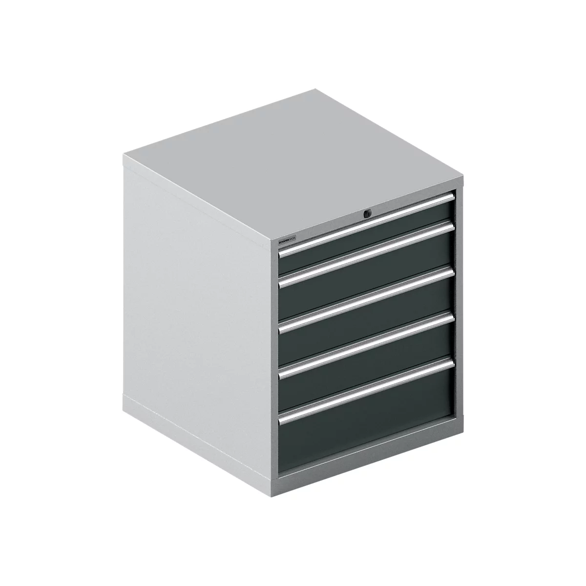Schäfer Shop Select Armoire à tiroirs SCHÄFER 36-36, 5 tiroirs, jusqu'à 75 kg, l. 717 x P 725 x H 850 mm, alu blanc/gris anthracite,