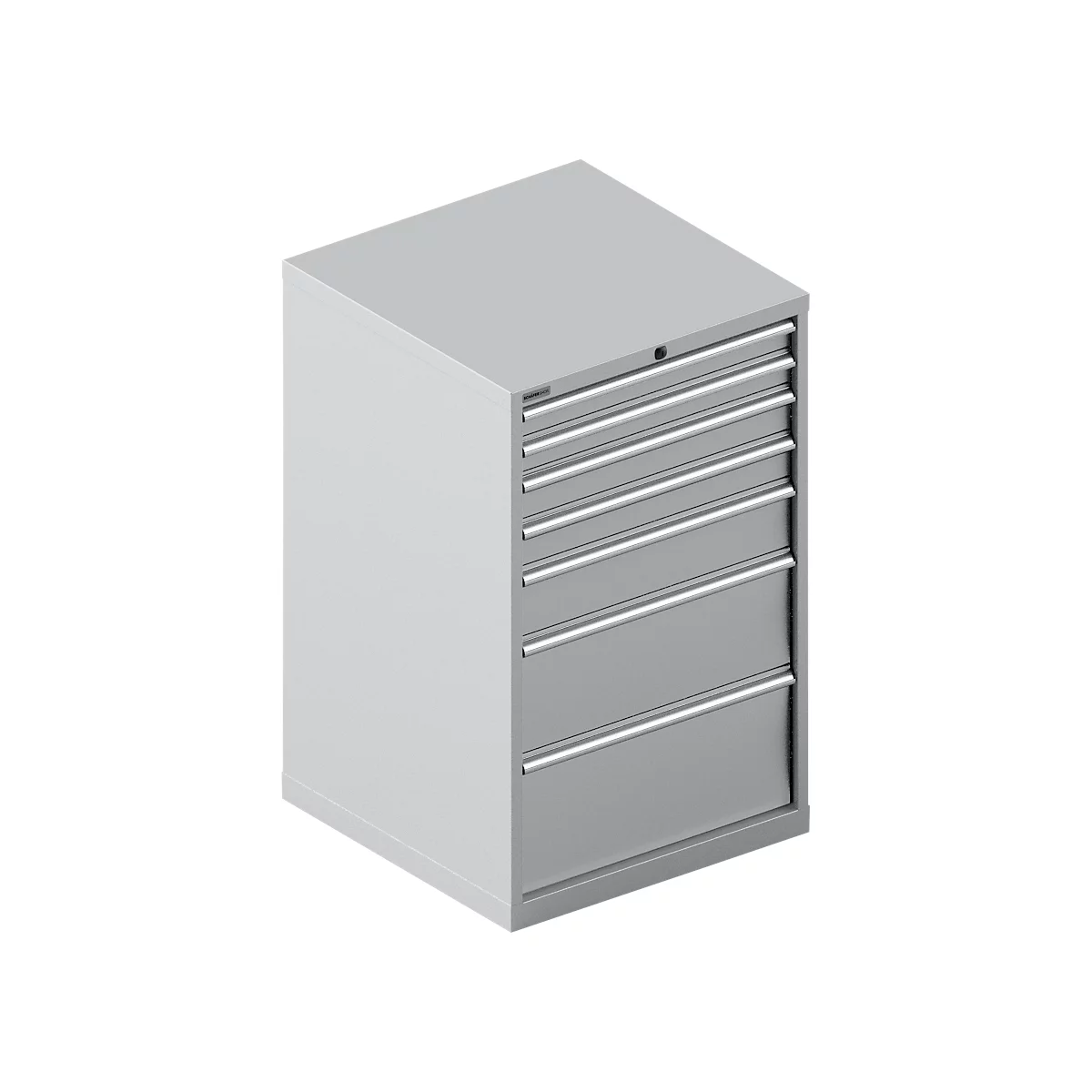 Schäfer Shop Select Armoire à tiroirs SCHÄFER 36-36, 7 tiroirs, jusqu'à 75 kg, l. 717 x P 725 x H 1150 mm, alu blanc