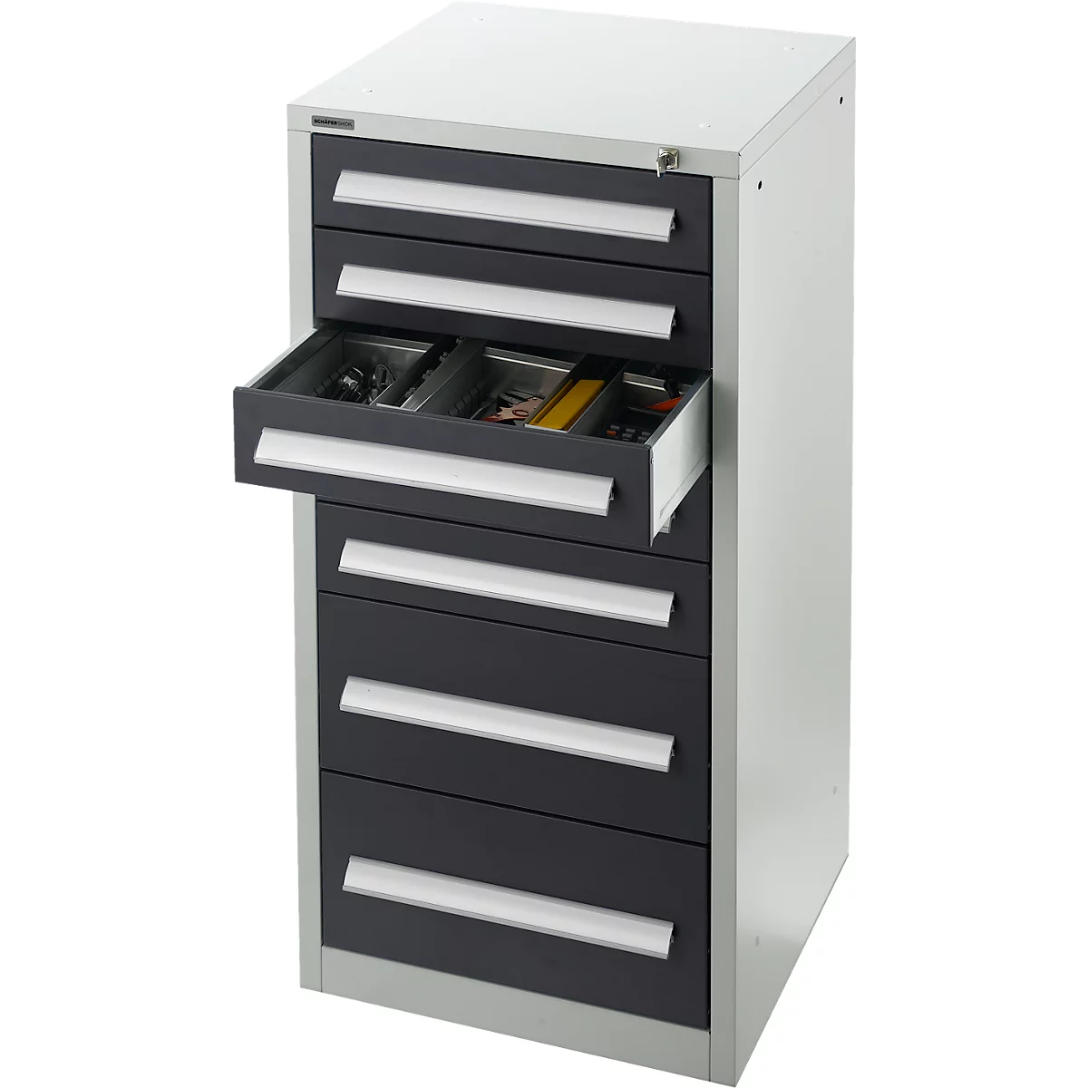 Schäfer Shop Select Armoire à tiroirs SF 70, 7 tiroirs, gris clair RAL 7035 gris anthracite RAL 4016