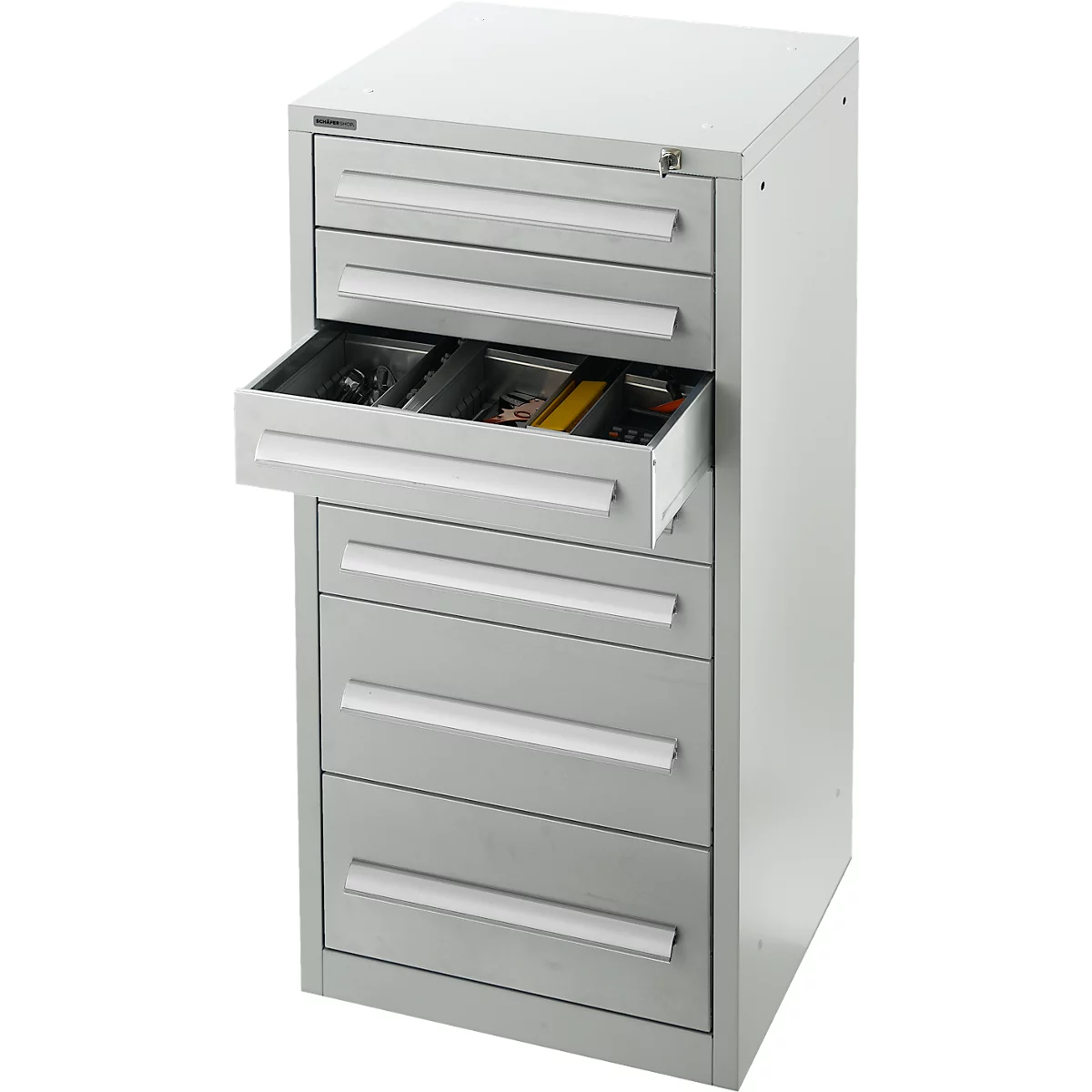 Schäfer Shop Select Armoire à tiroirs SF 70, 7 tiroirs, gris clair RAL 7035 gris clair RAL 7035