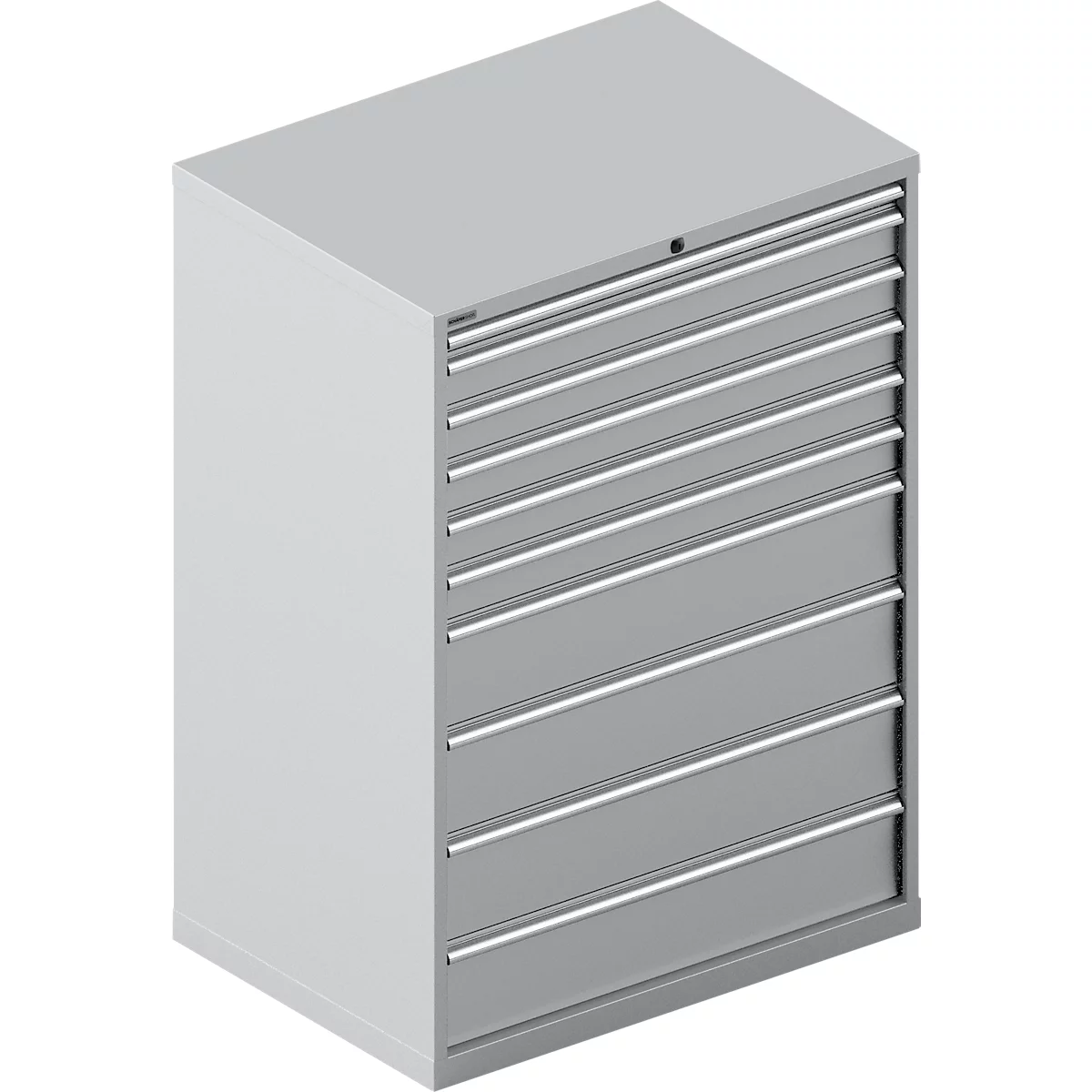Schäfer Shop Select Armoire à tiroirs WSK 54-36, acier, 10 tiroirs, jusqu'à 200 kg, L 1023 x P 725 x H 1450 mm, aluminium blanc / aluminium blanc