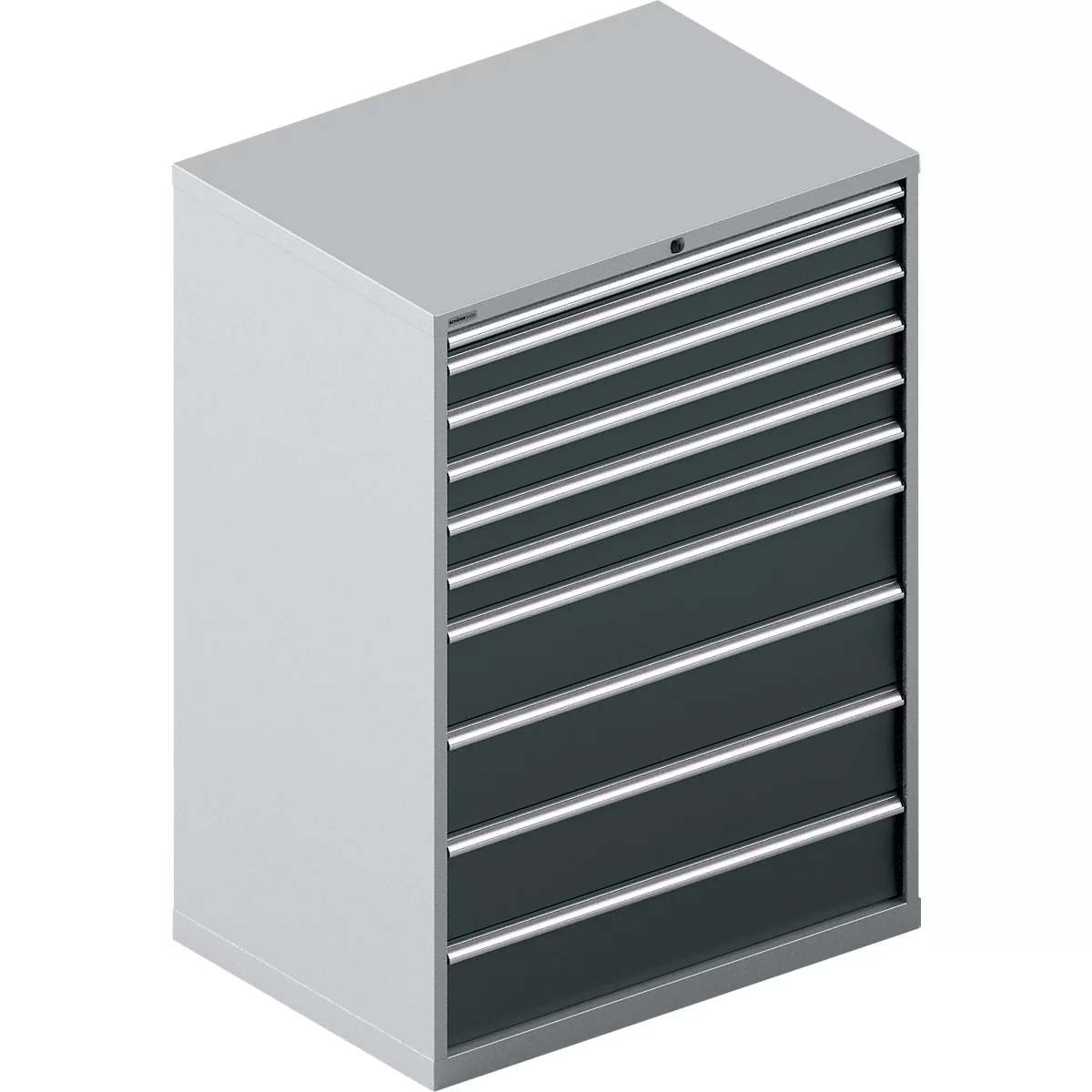 Schäfer Shop Select Armoire à tiroirs WSK 54-36, acier, 10 tiroirs, jusqu'à 200 kg, L 1023 x P 725 x H 1450 mm, aluminium blanc gris anthracite