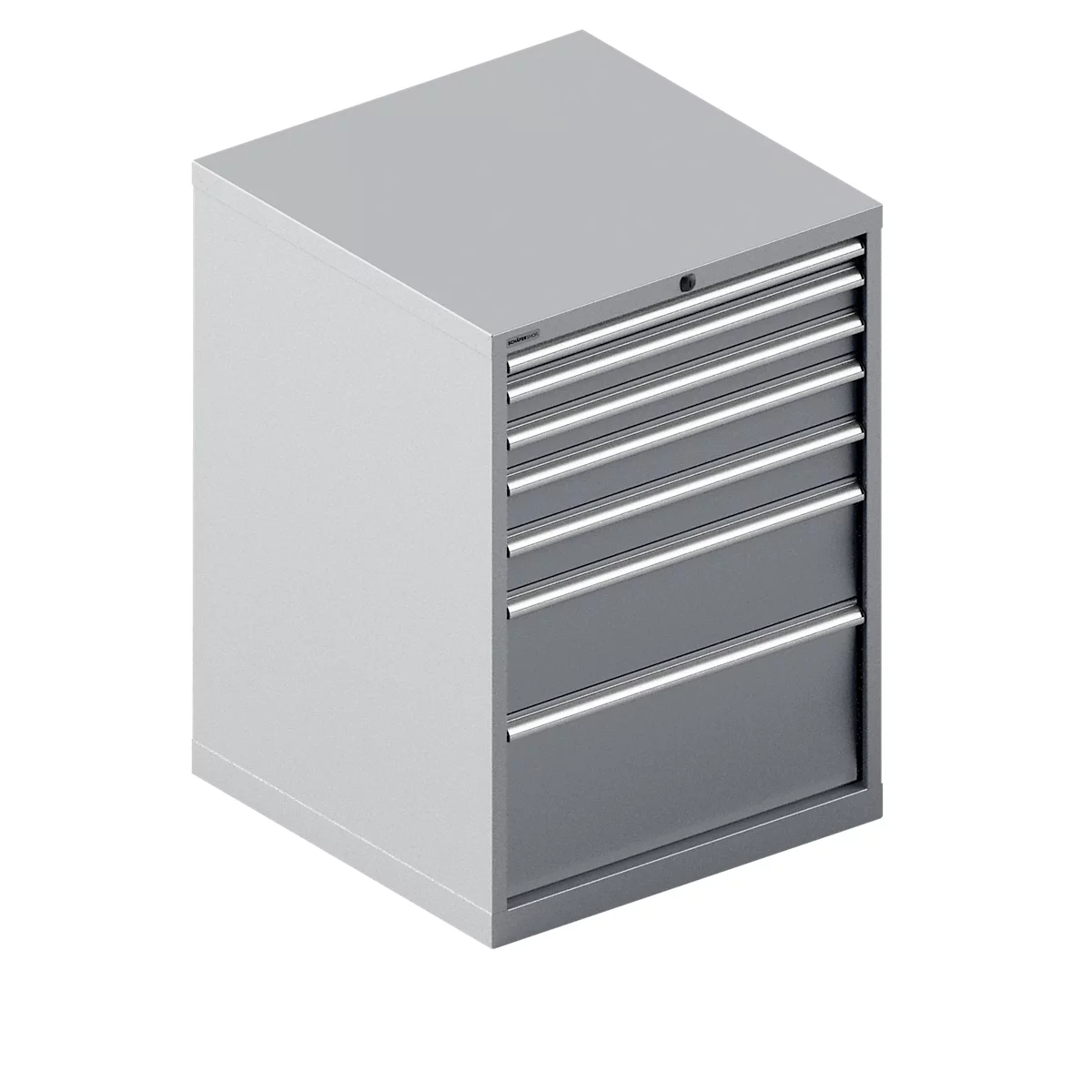 Schäfer Shop Select Armoire à tiroirs WSK 54-36, acier, 7 tiroirs, jusqu'à 75 kg, L 1023 x P 725 x H 1000 mm, aluminium blanc/aluminium blanc