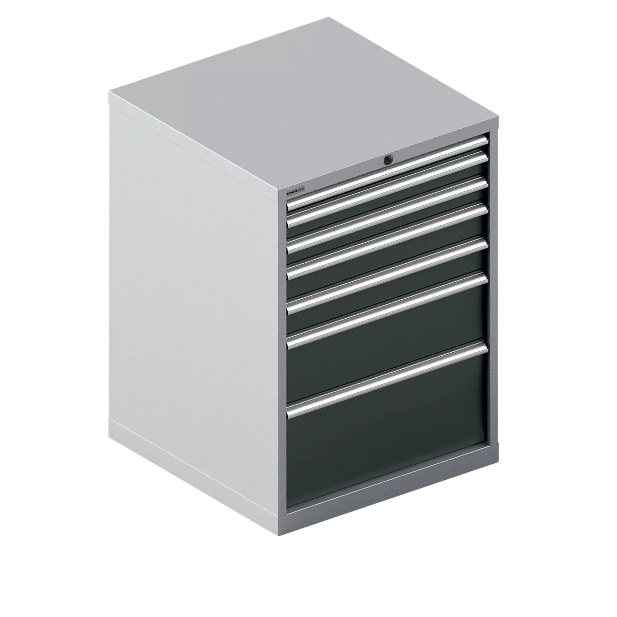 Schäfer Shop Select Armoire à tiroirs WSK 54-36, acier, 7 tiroirs, jusqu'à 75 kg, L 1023 x P 725 x H 1000 mm, aluminium blanc/gris anthracite