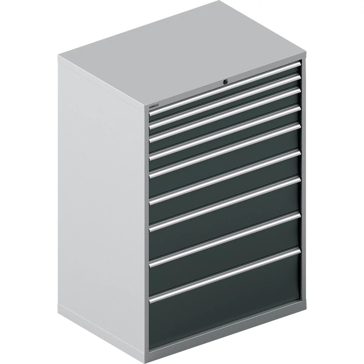 Schäfer Shop Select Armoire à tiroirs WSK 54-36, acier, 8 tiroirs, jusqu'à 200 kg, L 1023 x P 725 x H 1000 mm, blanc aluminium gris anthracite