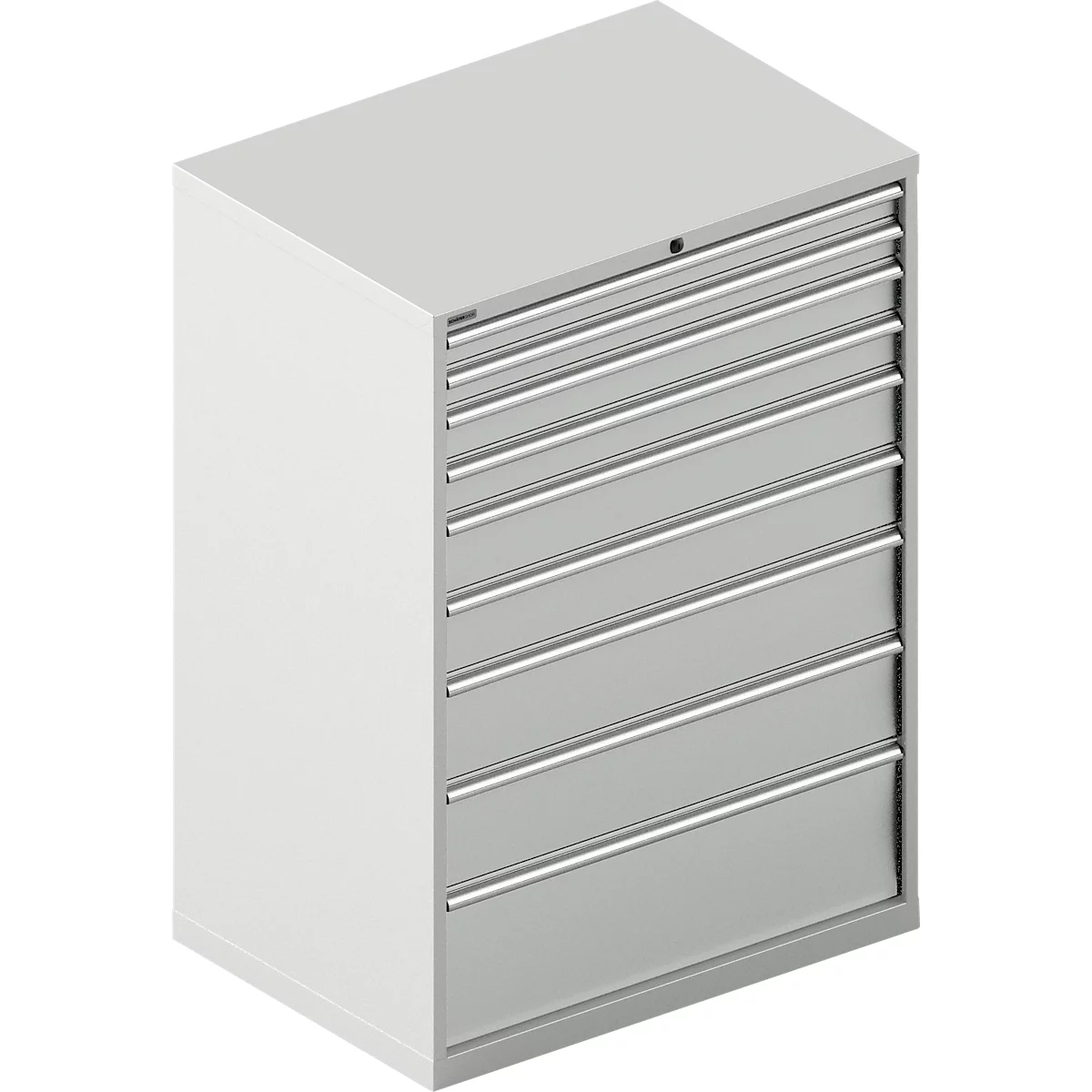 Schäfer Shop Select Armoire à tiroirs WSK 54-36, acier, 8 tiroirs, jusqu'à 200 kg, L 1023 x P 725 x H 1000 mm, gris clair / gris clair