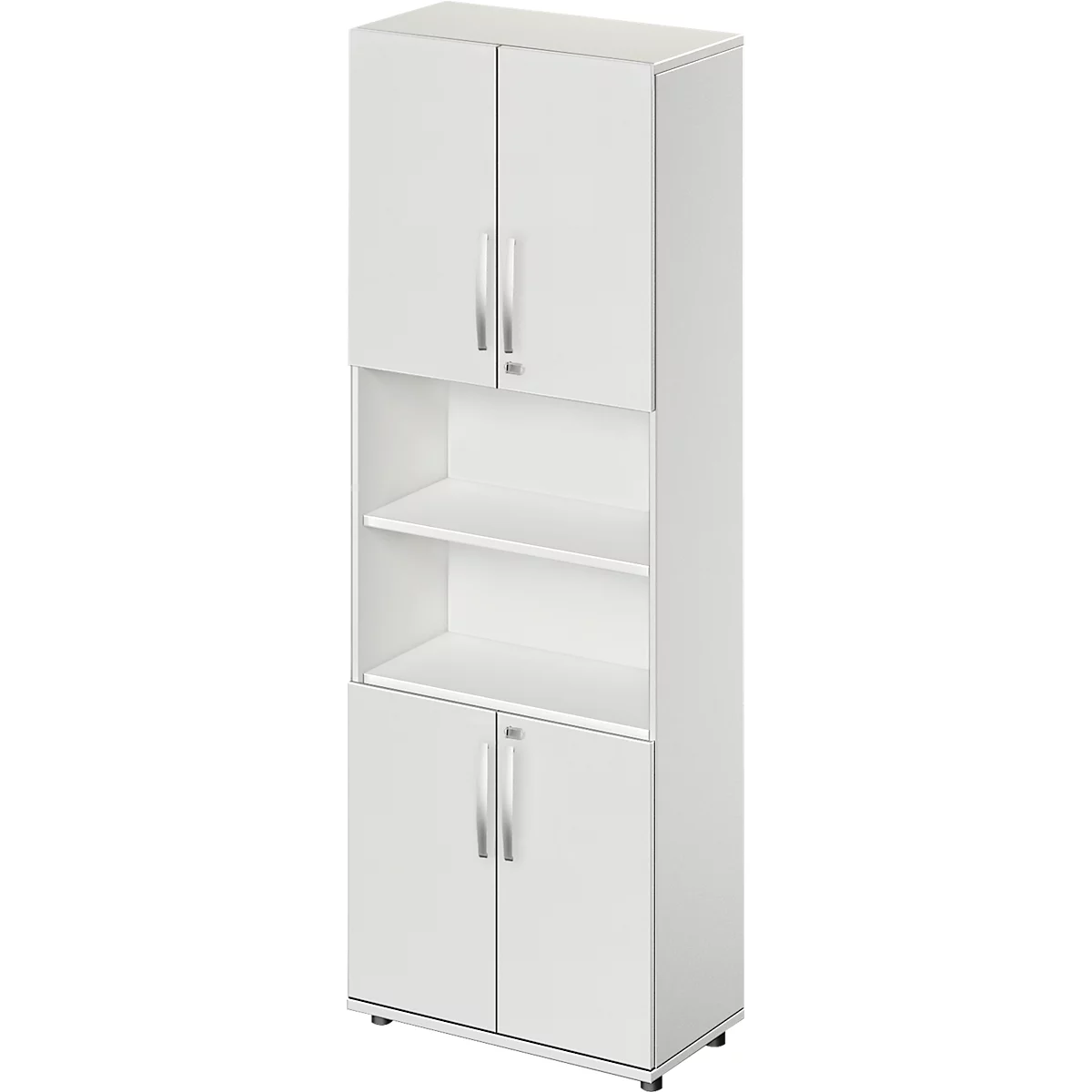 Schäfer Shop Select Armoire combinée LOGIN, 2 hauteurs de classeur supérieures et inférieures avec porte, étagère intermédiaire, l. 800 x P 420 x H 2196 mm, gris clair/gris clair 