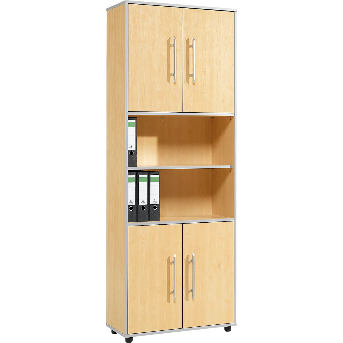 Schäfer Shop Select Armoire combinée Moxxo IQ, bois, 4 portes battantes, 2 compartiments ouverts, 6 HC, l. 801 x P 362 x H 2166 mm, coloris érable 