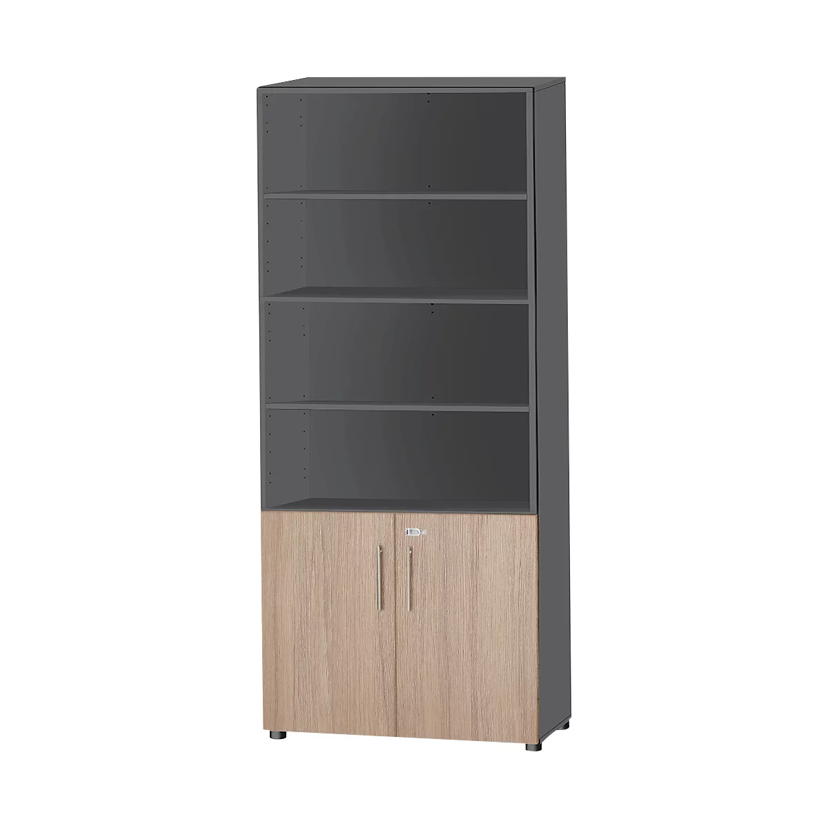 Schäfer Shop Select Armoire combinée Start Off, 6 HC, 2 HC avec porte, verrouillable, l. 800 x P 420 x H 2196 mm, chêne/érable