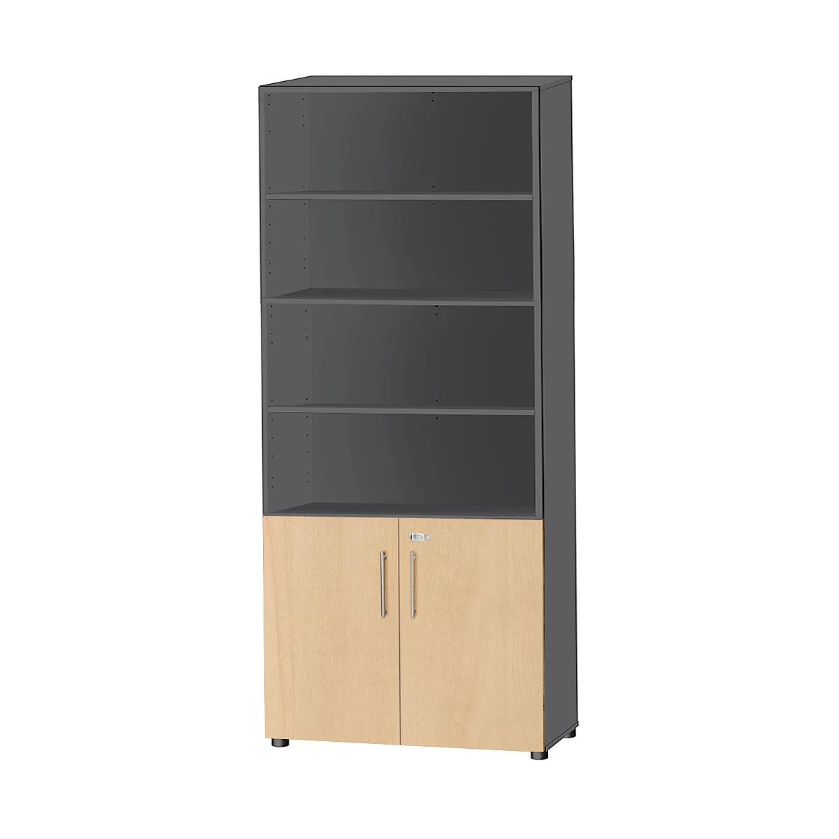 Schäfer Shop Select Armoire combinée Start Off, 6 HC, 2 HC avec porte, verrouillable, l. 800 x P 420 x H 2196 mm, graphite/érable 