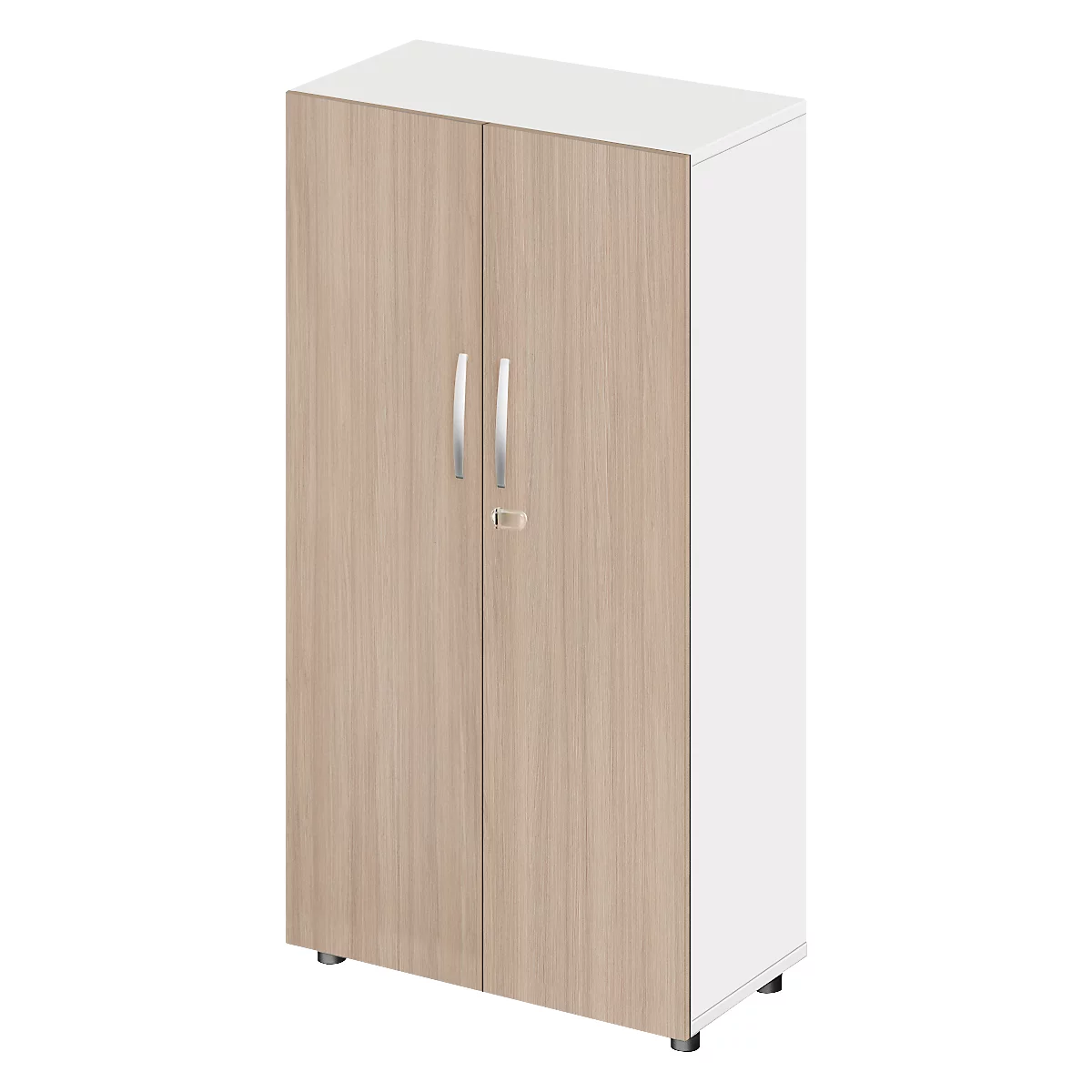 Schäfer Shop Select Armoire LOGIN, 4 hauteurs de classeurs, L 800 x P 420 x H 1514 mm, blanc/chêne