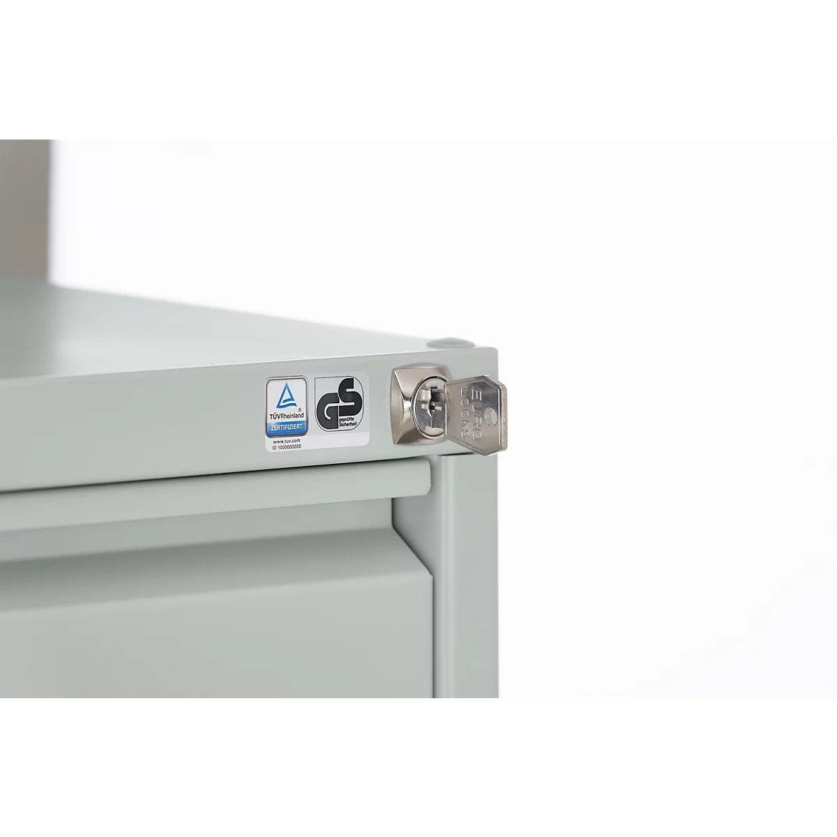 Schäfer Shop Select Armoire pour dossiers suspendus L 780 x P 580 x H 1350 mm, tôle d'acier gris clair, 4 tiroirs à deux voies + 50 dossiers suspendus DIN A4, bleu