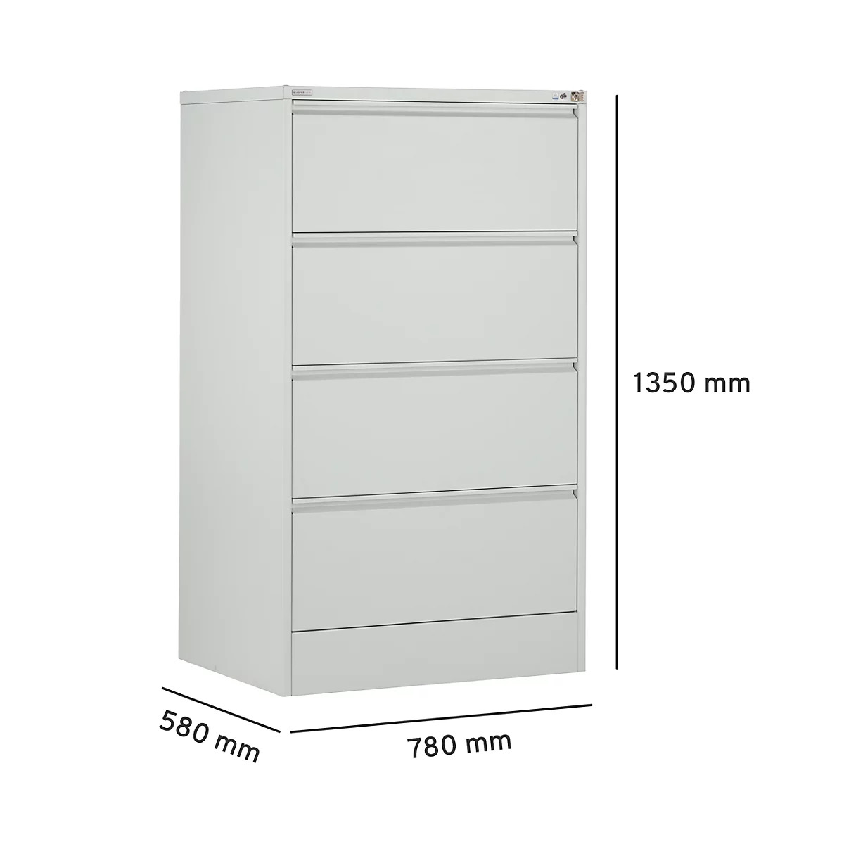 Schäfer Shop Select Armoire pour dossiers suspendus L 780 x P 580 x H 1350 mm, tôle d'acier gris clair, 4 tiroirs à deux voies + 50 dossiers suspendus DIN A4, bleu