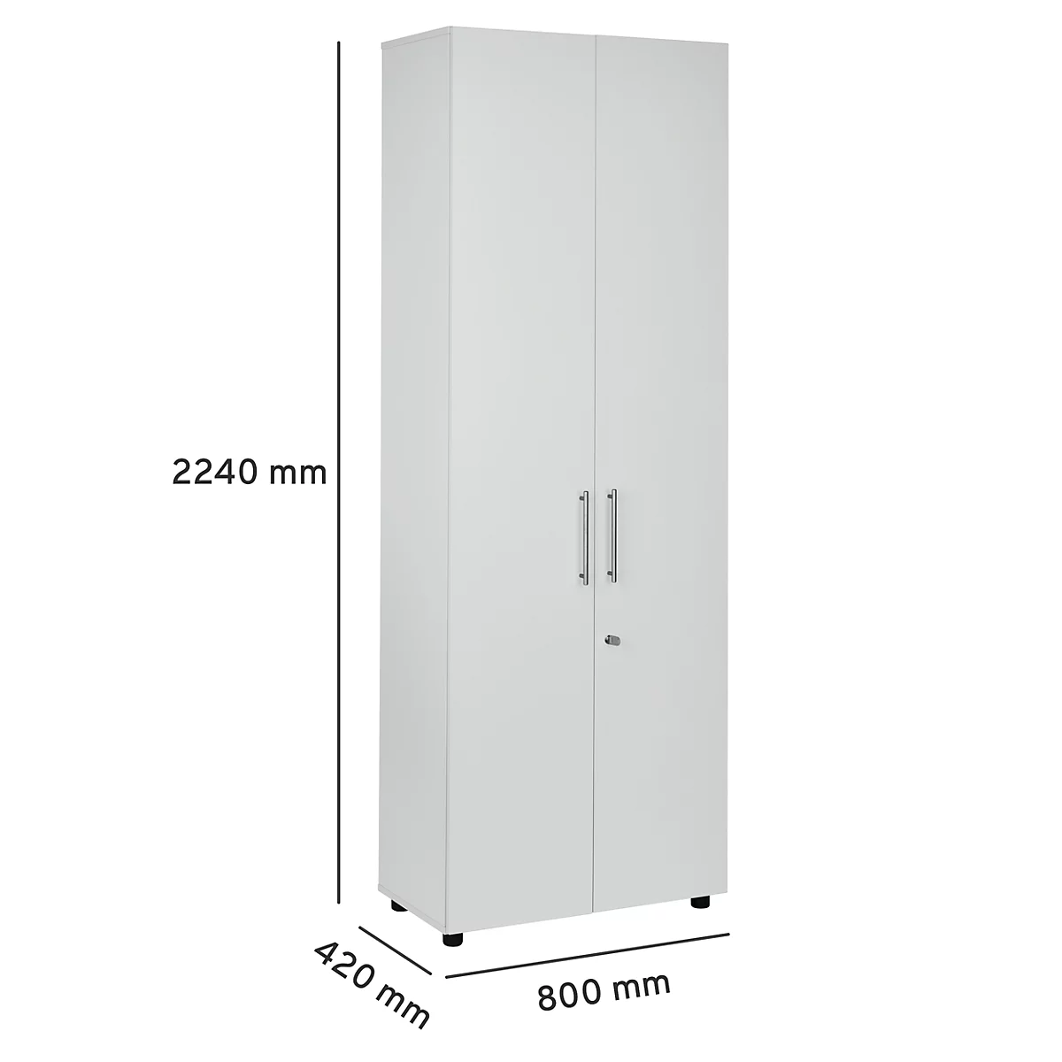 Schäfer Shop Select Armoire Start Off, 6 HC, verrouillable, l. 800 x P 420 x H 2196 mm, bois, gris clair/gris clair 