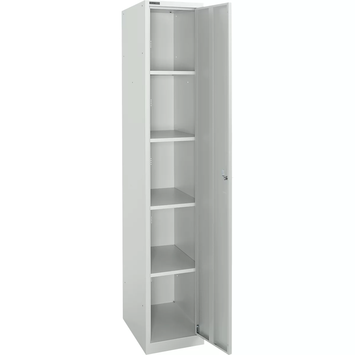 Schäfer Shop Select Armoire vestiaire, 1 compartiment L 350 mm, avec 4 étagères, verrouillable, gris clair/gris clair