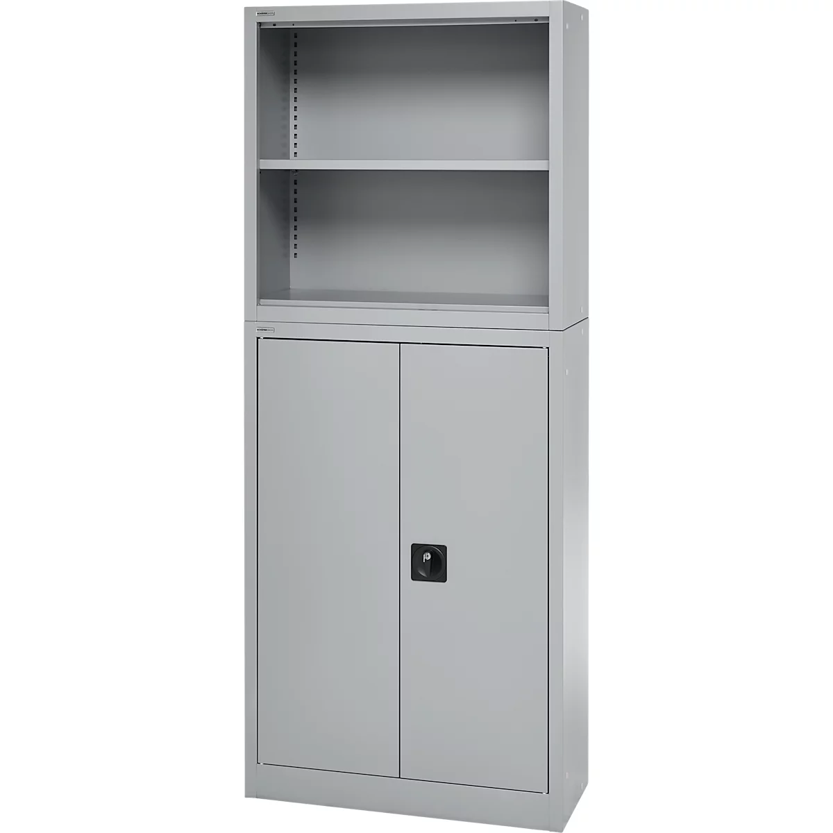 Schäfer Shop Select Aufsatzregal MS, 2 OH, B 800 x T 400 x H 800 mm, Stahlblech, Weissaluminium